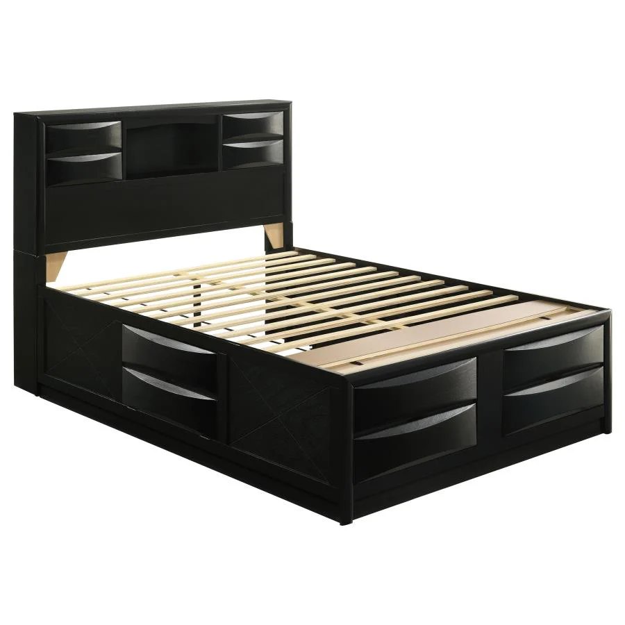 Briana Black 4-Piece Queen Storage Bedroom Set with Bookcase Headboard - Image 3