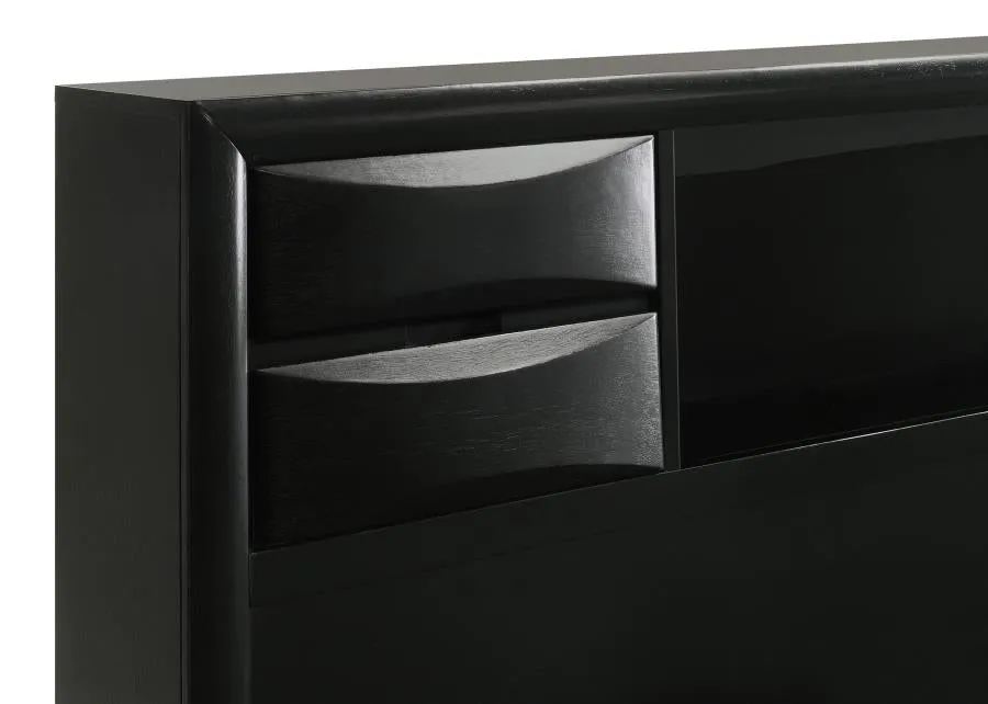 Briana Black 5-Piece Eastern King Storage Bedroom Set with Bookcase Headboard - Image 10