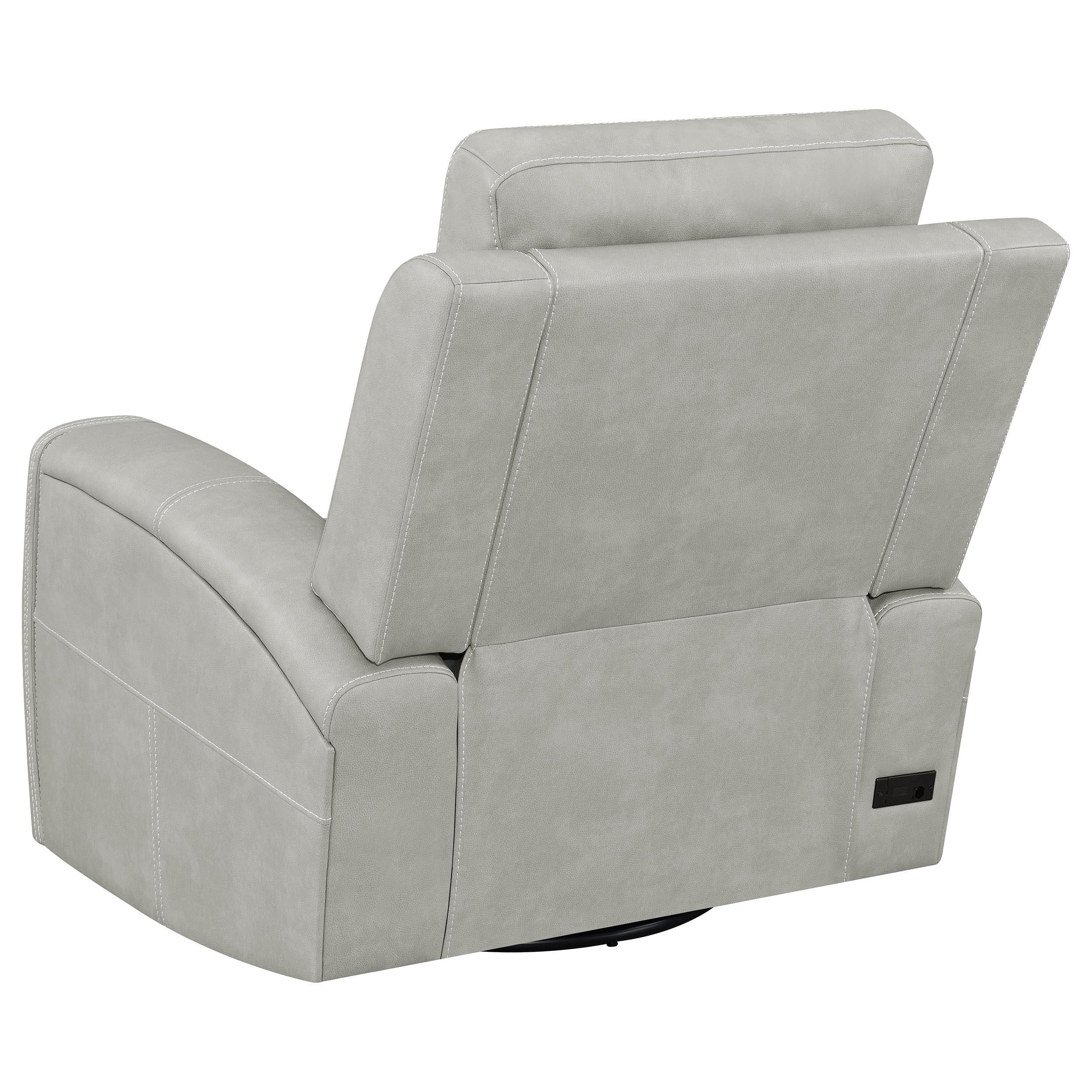 Brickston Gray Triple Power Swivel Glider Recliner - Image 6