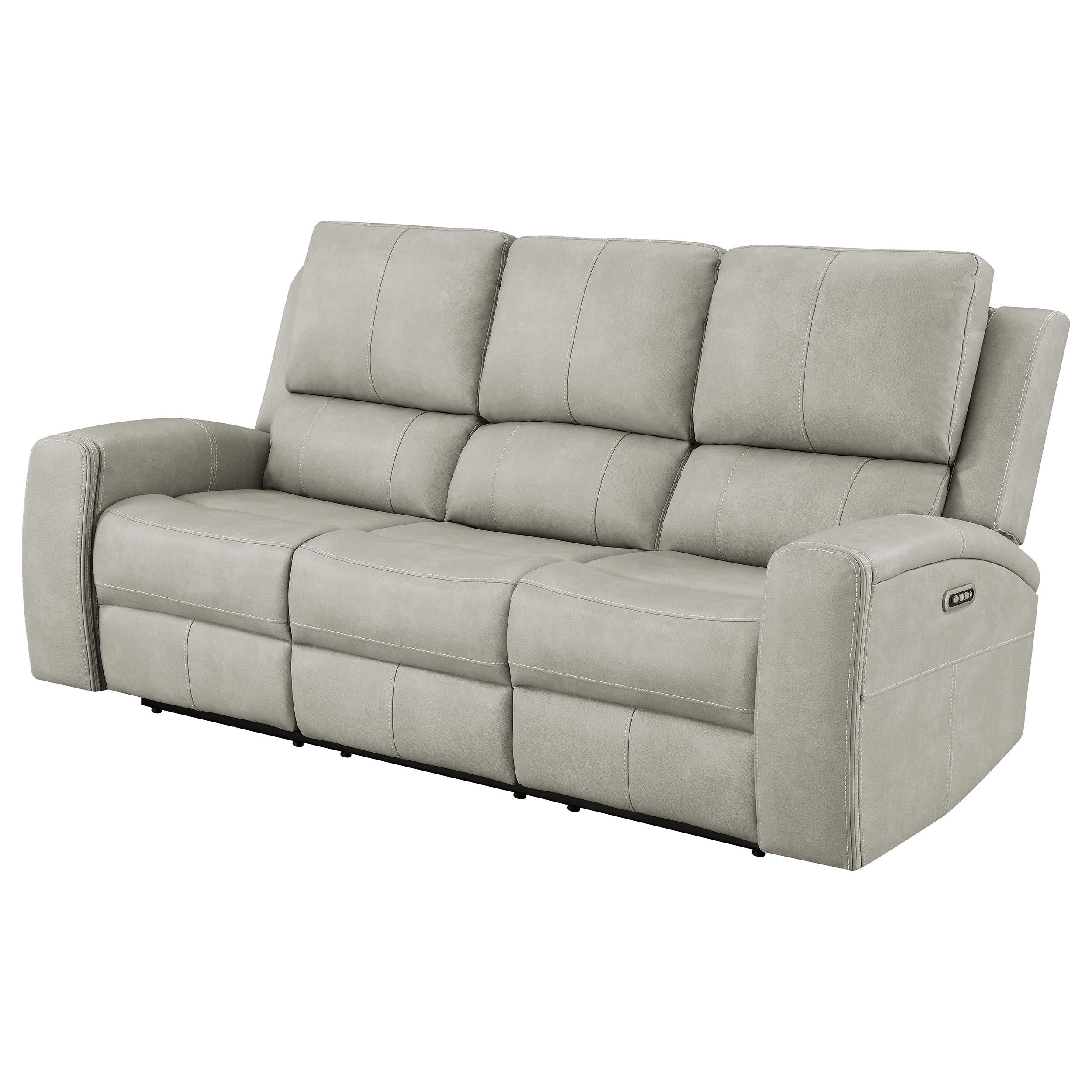 Brickston Triple Power Reclining Sofa Grey - Image 4
