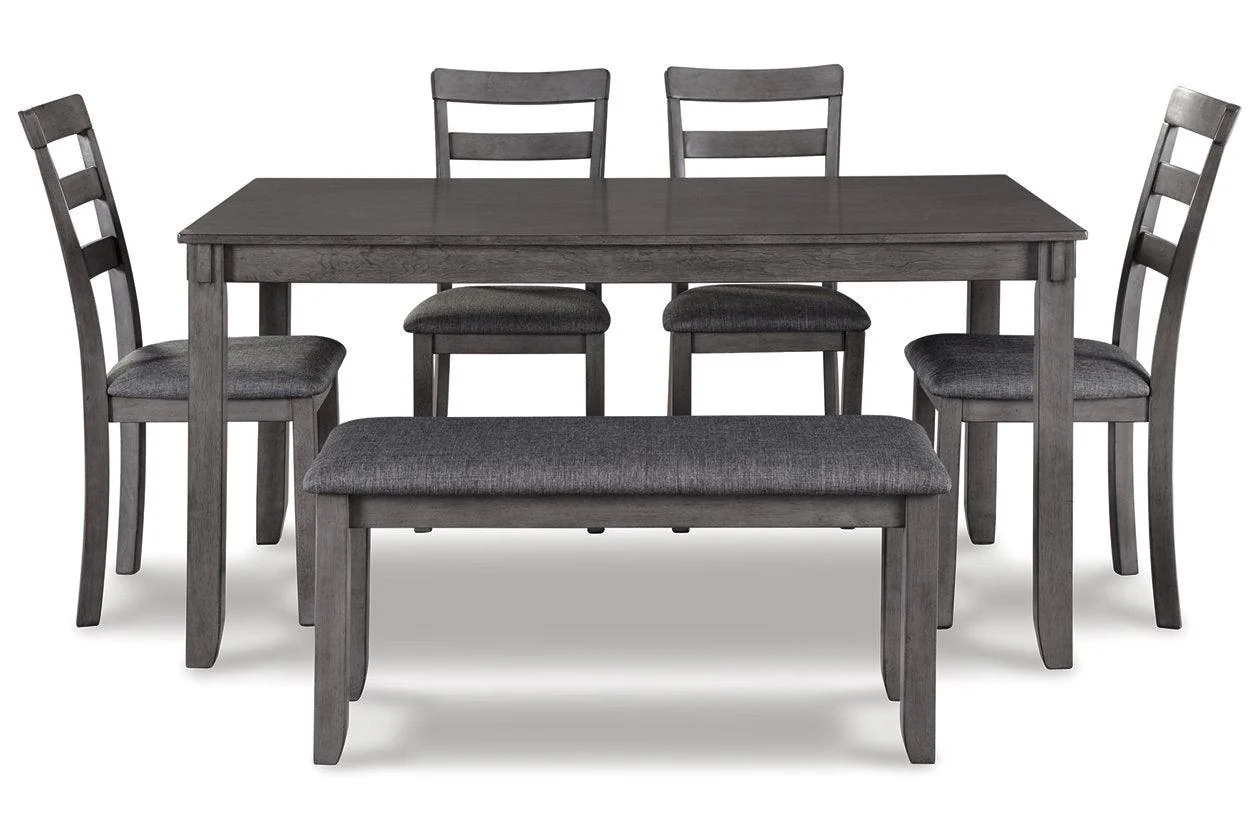 Bridson Gray Dining Table and Chairs with Bench - Image 2