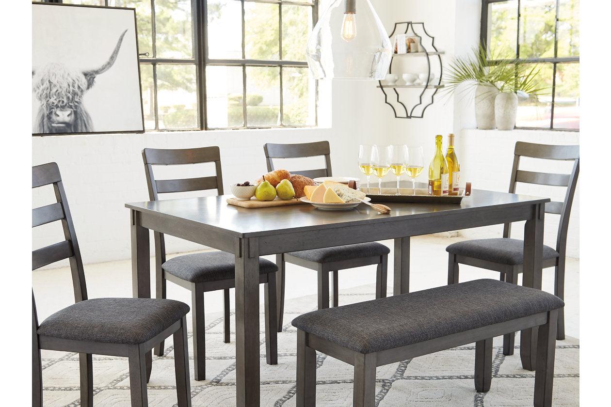 Bridson Gray Dining Table and Chairs with Bench - Image 6