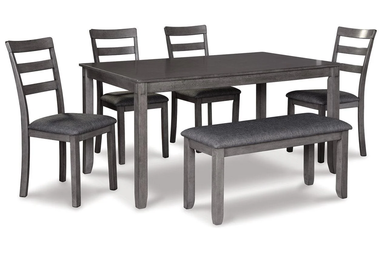 Bridson Gray Dining Table and Chairs with Bench - Image 9