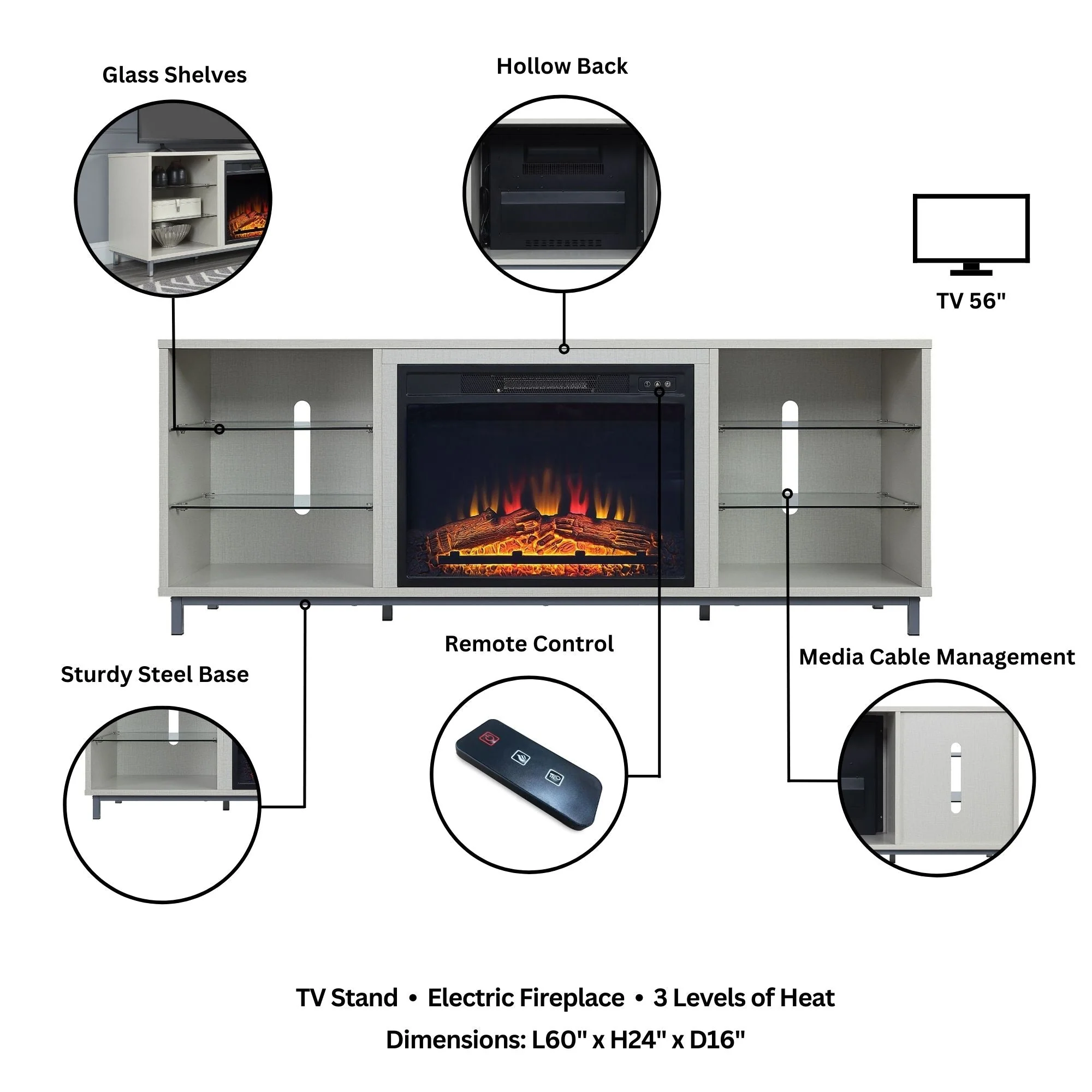 Brighton Fireplace in Beige - Image 4
