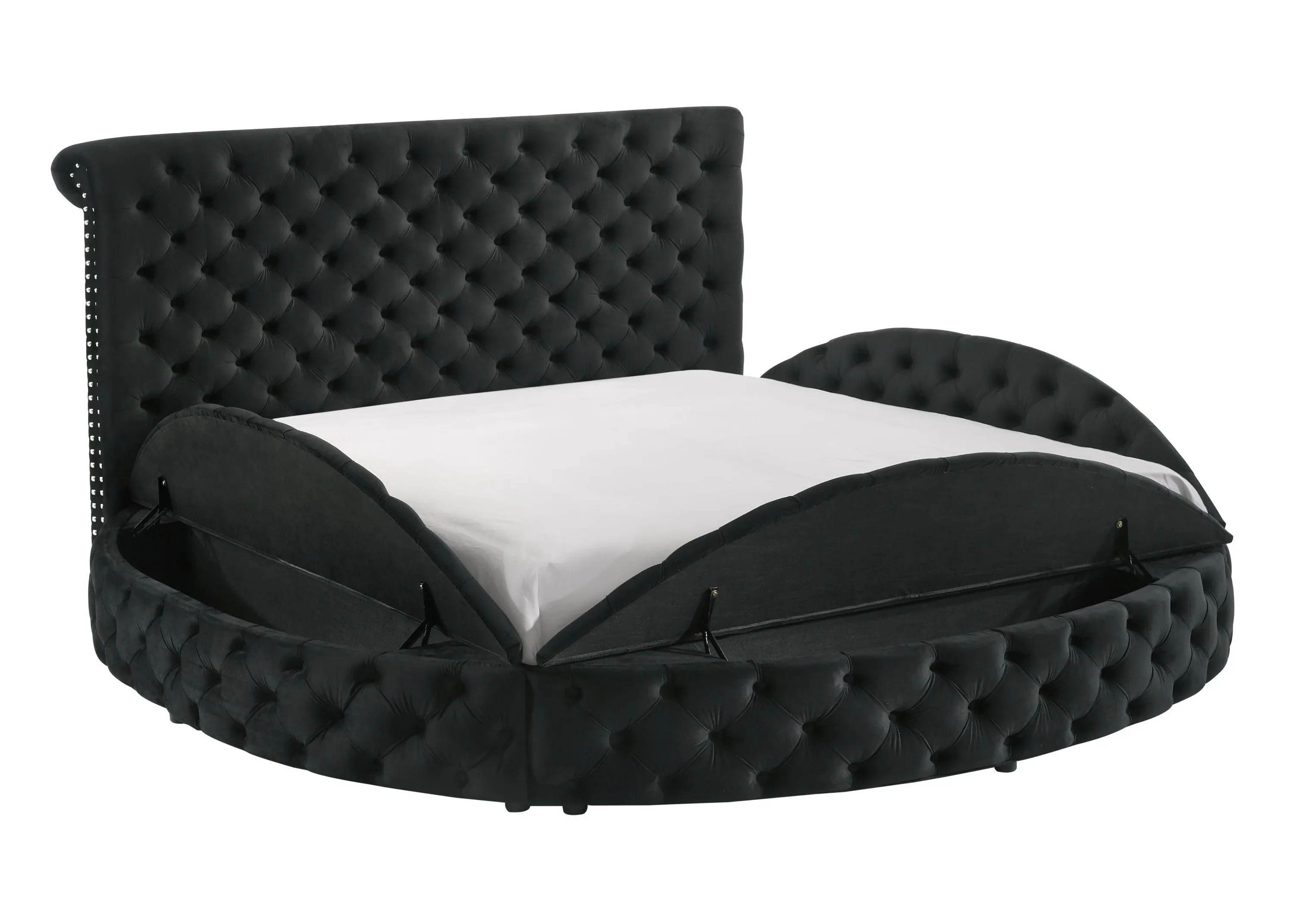 Brigitte Black King Upholstered Storage Panel Bed - Image 3