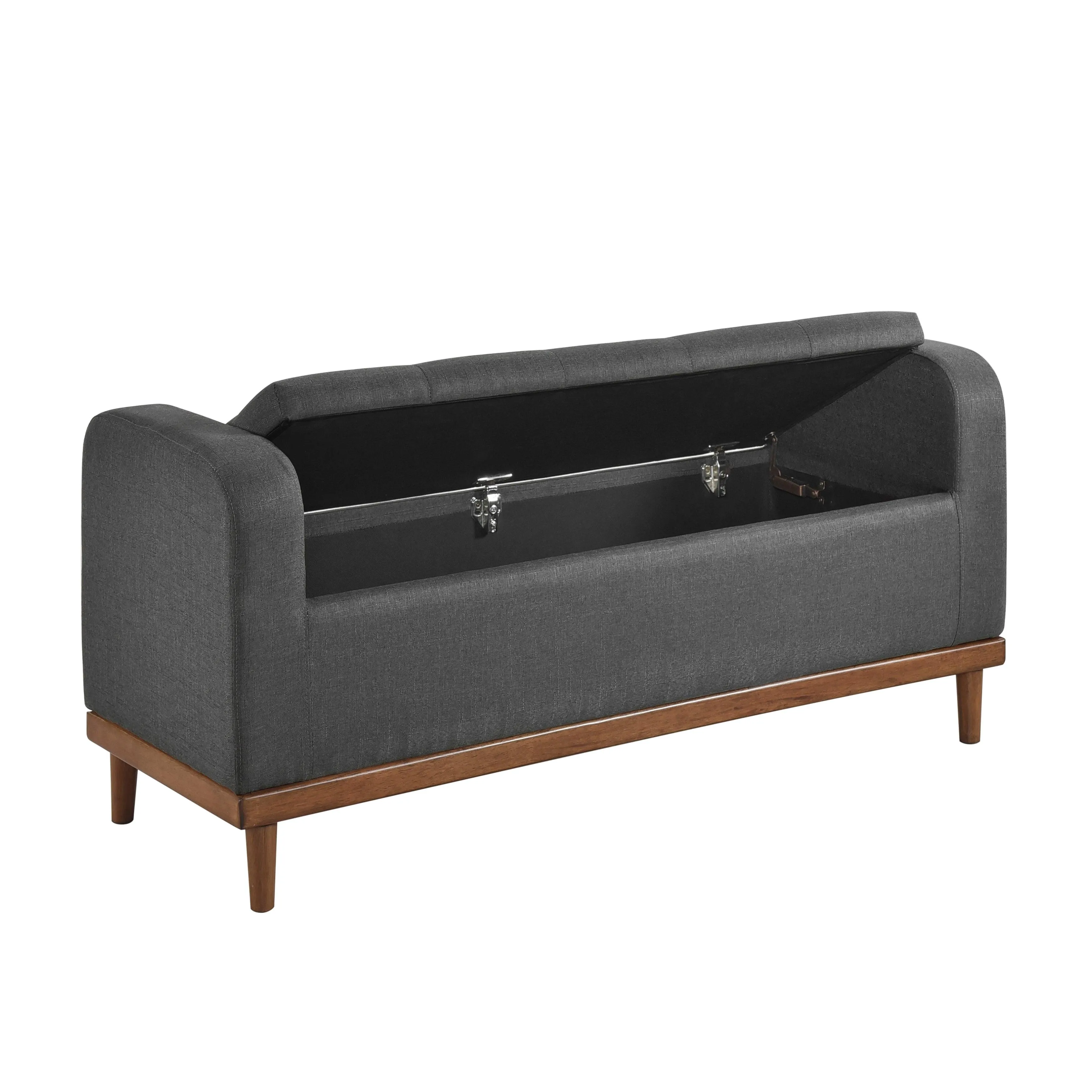 Brigitte Dark Gray Lift Top Storage Bench - Image 4