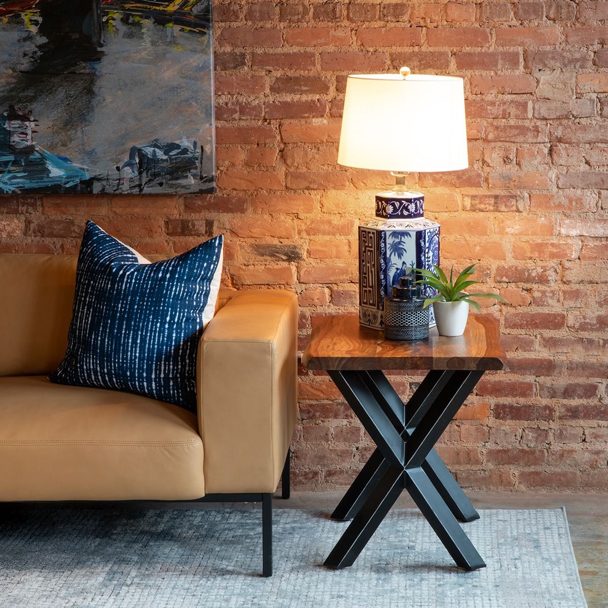 Brisbane 26" Side Table in Natural Sheesham Wood and Iron - Image 3