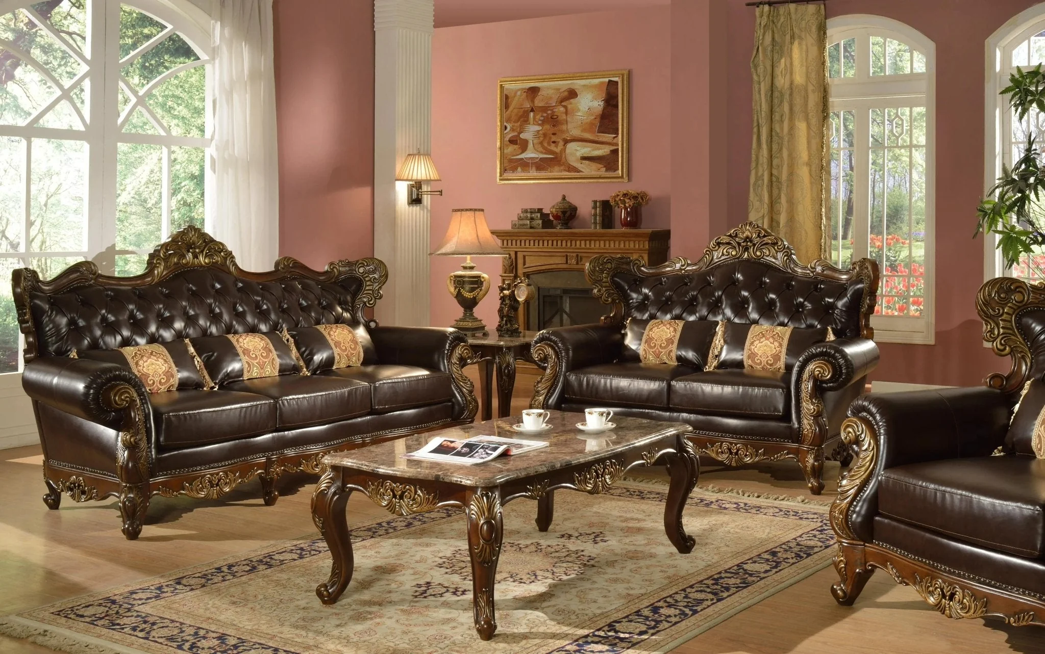 Britney Traditional Style Coffee Table In Cherry Finish Wood - Image 2