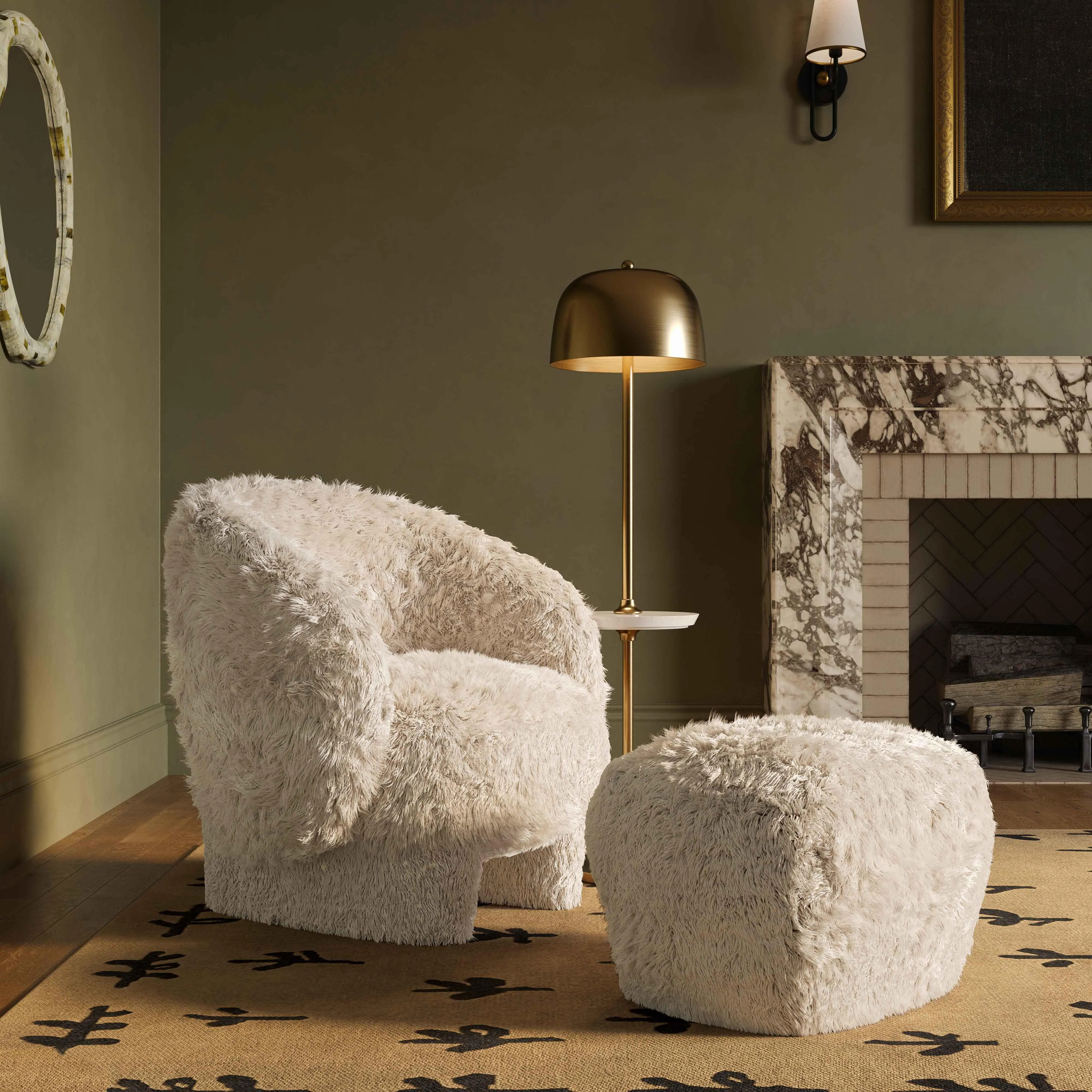 Britt Vegan Shearling Ottoman - Image 2