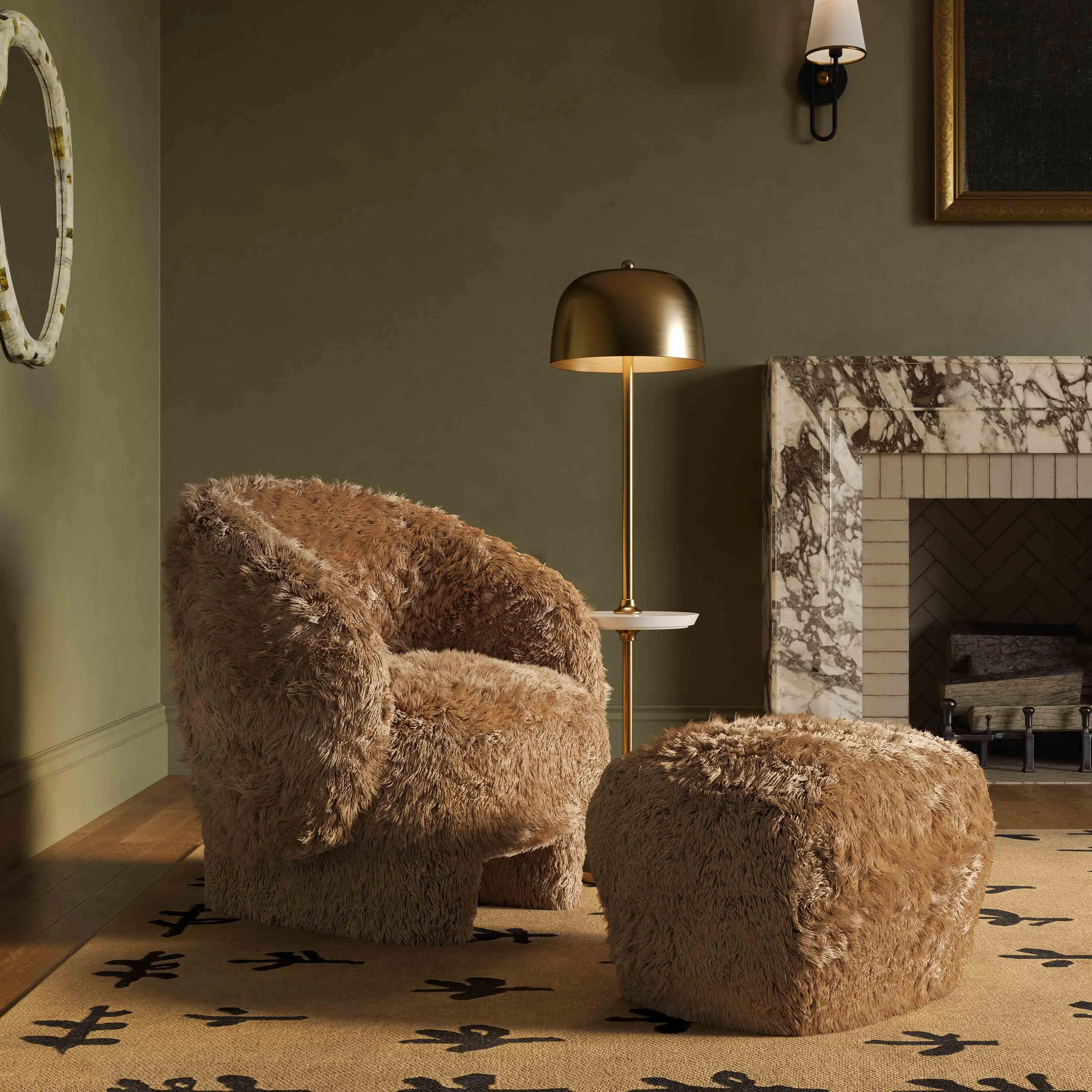 Britt Vegan Shearling Ottoman - Image 8