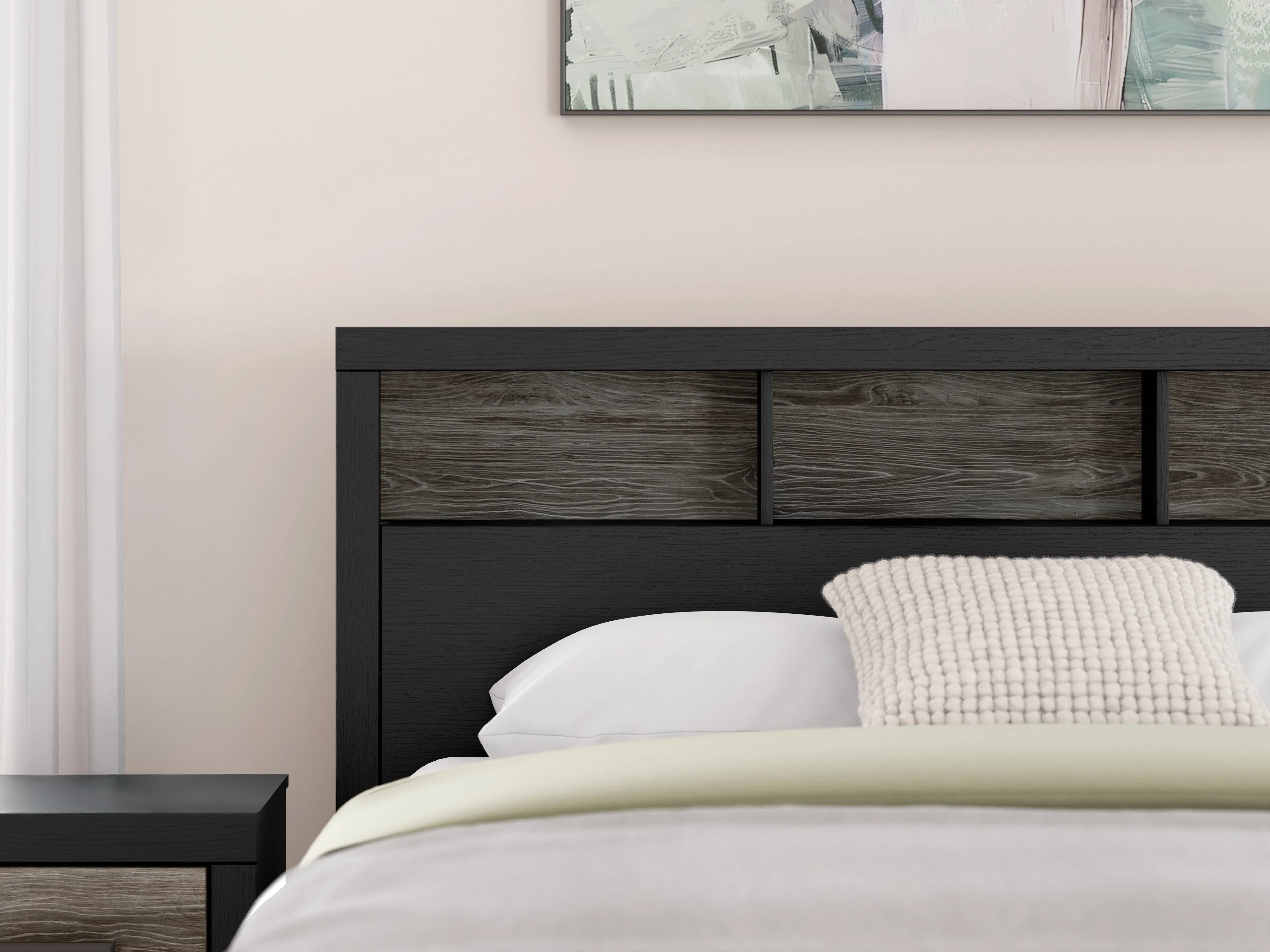 Broachmyn Black/Gray LED Bookcase Panel Bedroom Set - Image 7