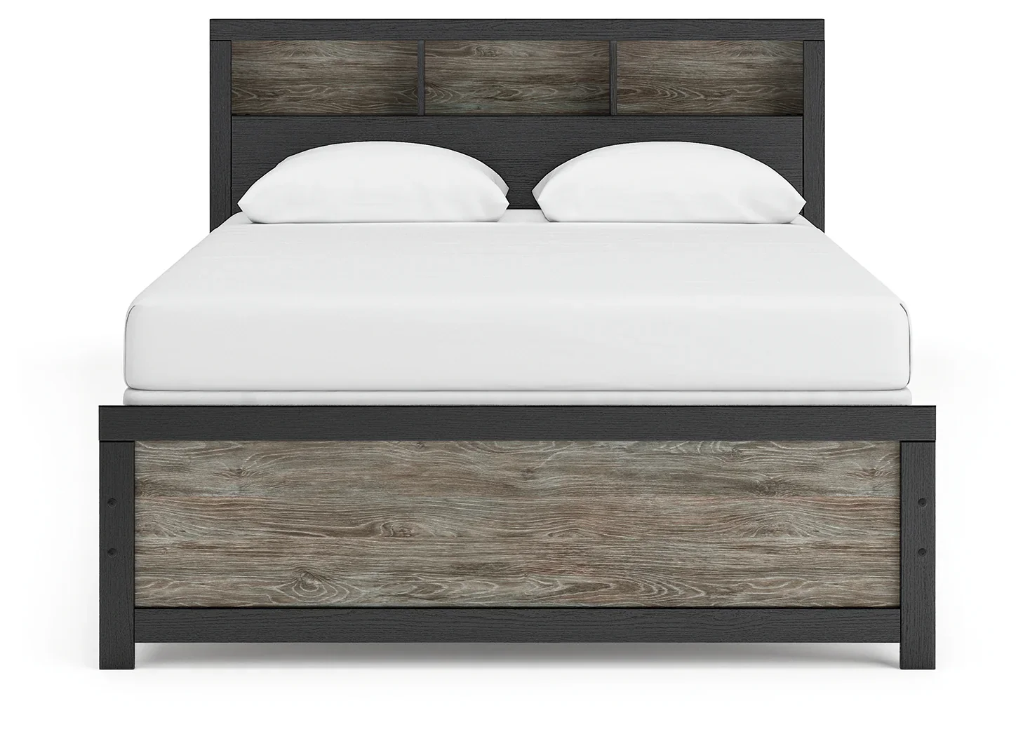 Broachmyn Black/Gray Queen Led Bookcase Panel Bed - Image 7