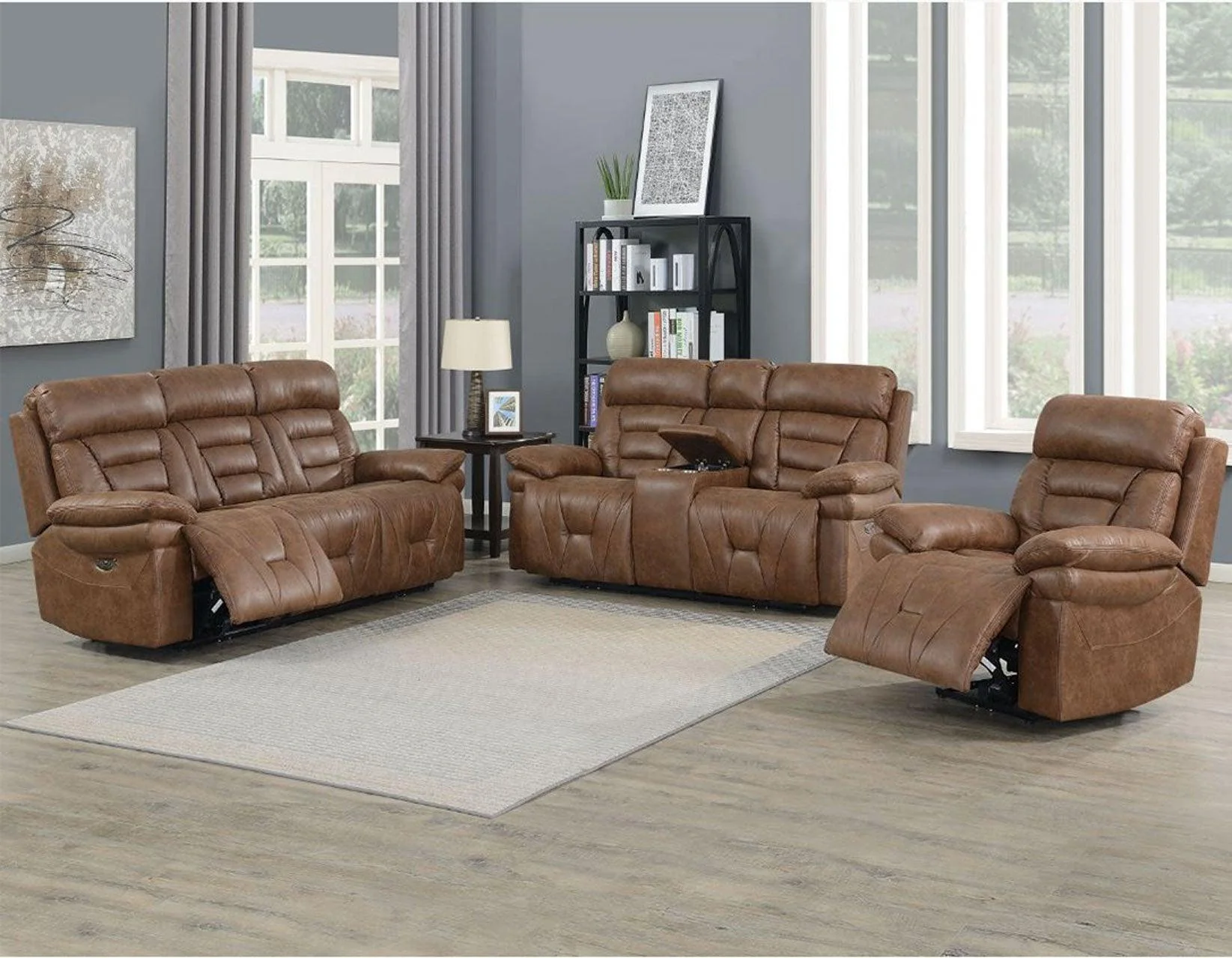 Brock Cinnamon Dual-Power Reclining Console Loveseat - Image 3