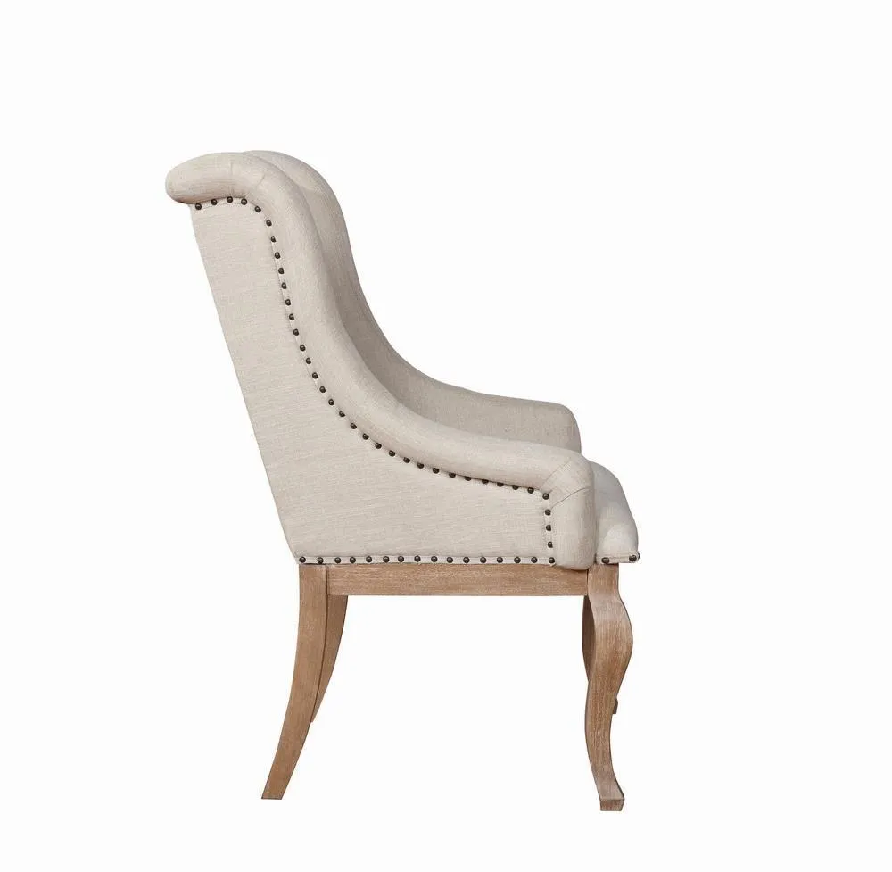 Brockway Cove Cream and Barley Brown Tufted Arm Chairs, Set of 2 - Image 3
