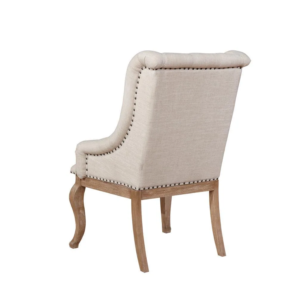 Brockway Cove Cream and Barley Brown Tufted Arm Chairs, Set of 2 - Image 4