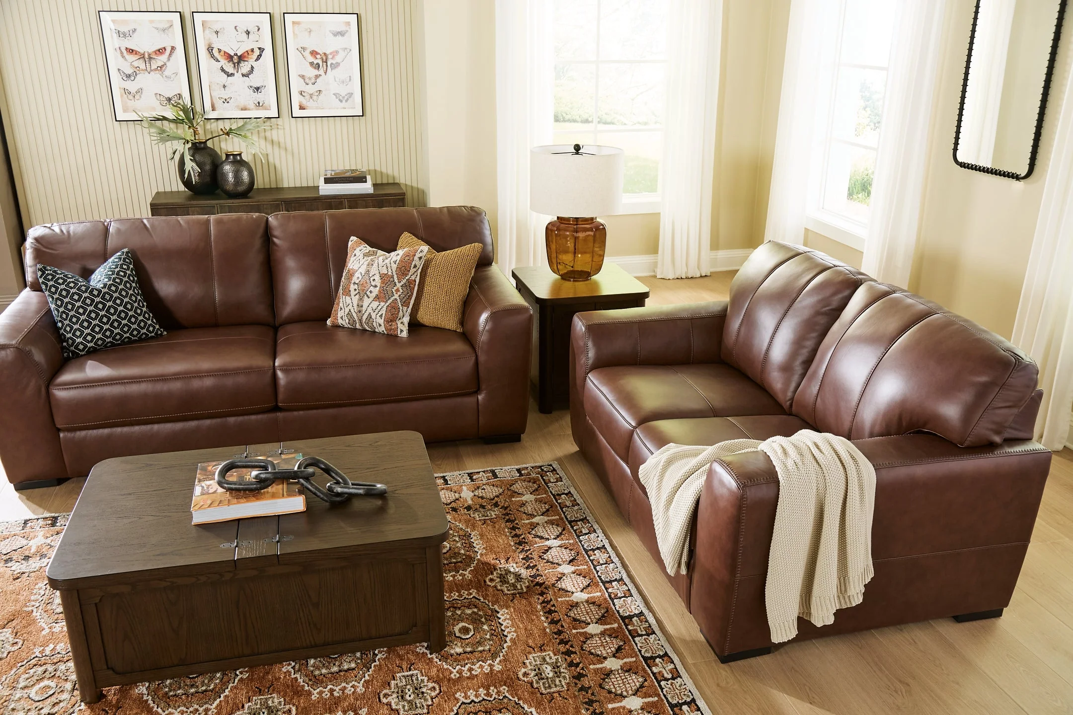 Brogliano Canyon Leather Sofa and Loveseat - Image 3