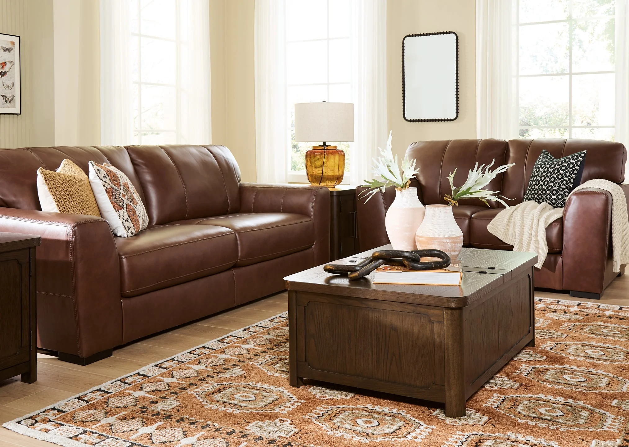 Brogliano Canyon Leather Sofa and Loveseat - Image 4