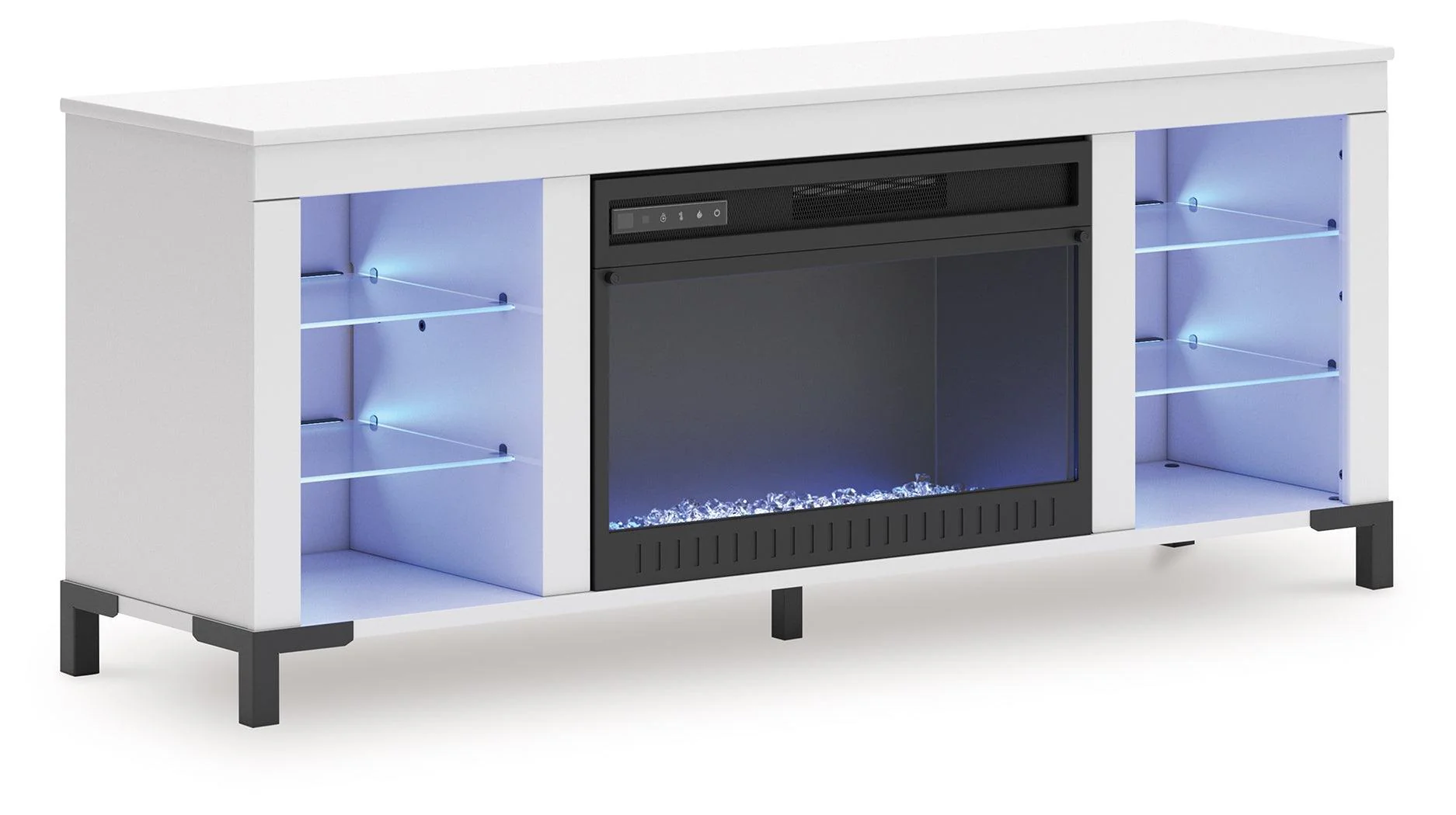 Brollevi White 60" TV Stand with Electric Fireplace - Image 4