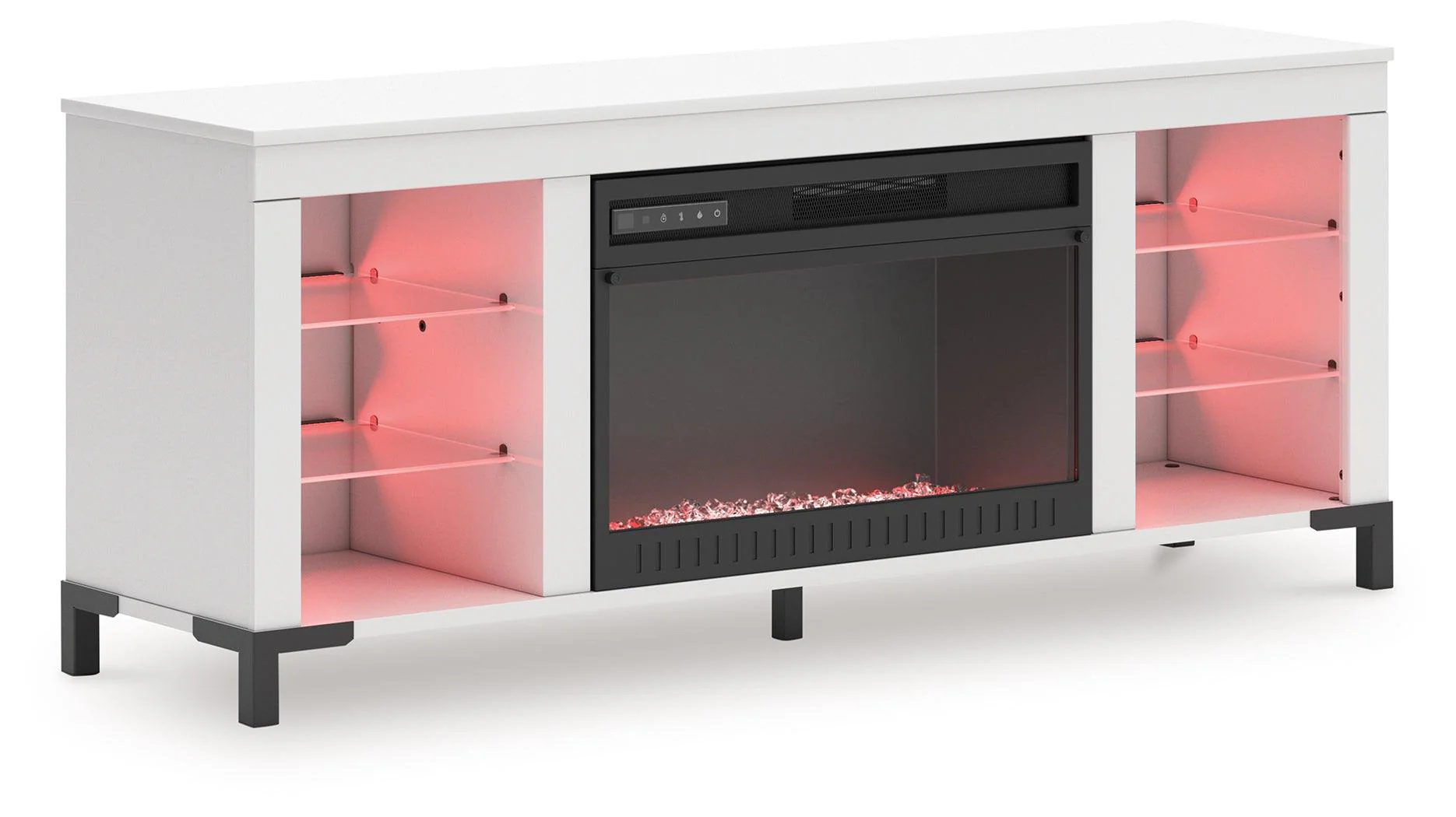 Brollevi White 60" TV Stand with Electric Fireplace - Image 5