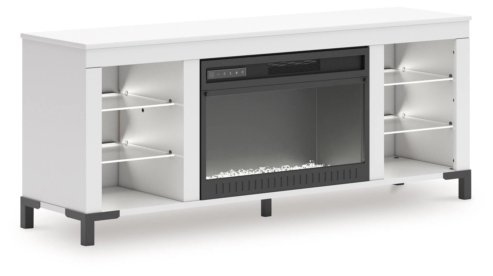 Brollevi White 60" TV Stand with Electric Fireplace - Image 6