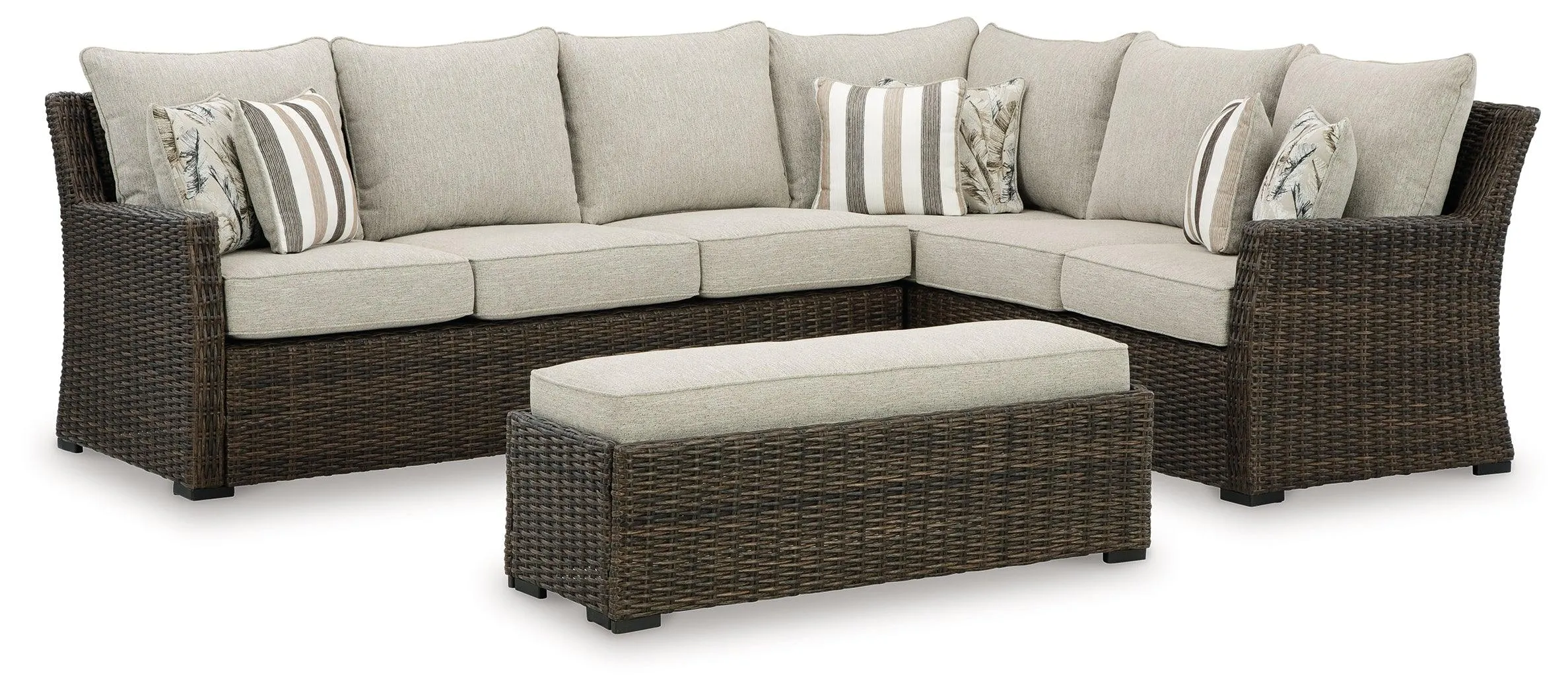Brook Ranch Brown Outdoor Sofa Sectional with Cushion - Image 2