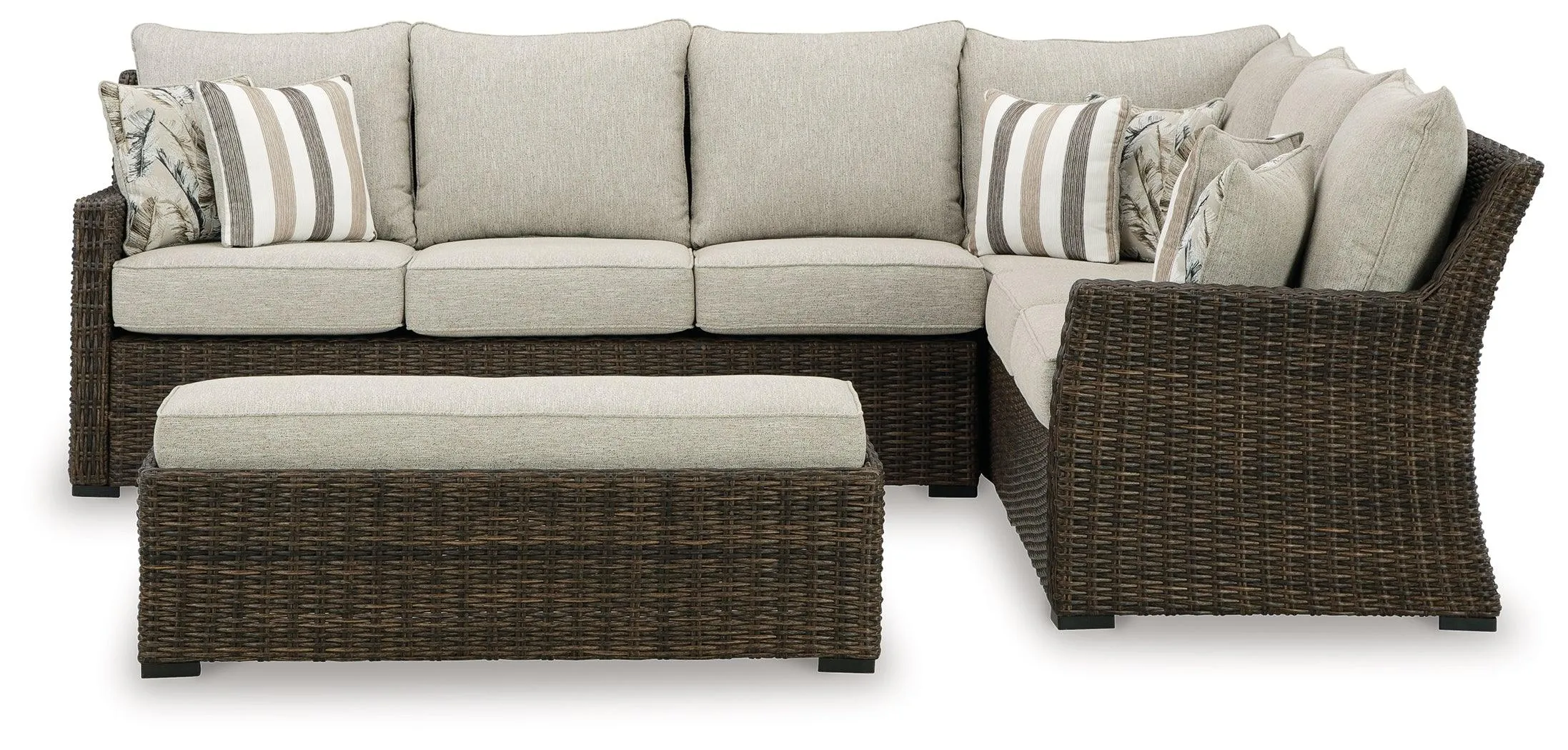 Brook Ranch Brown Outdoor Sofa Sectional with Cushion - Image 3