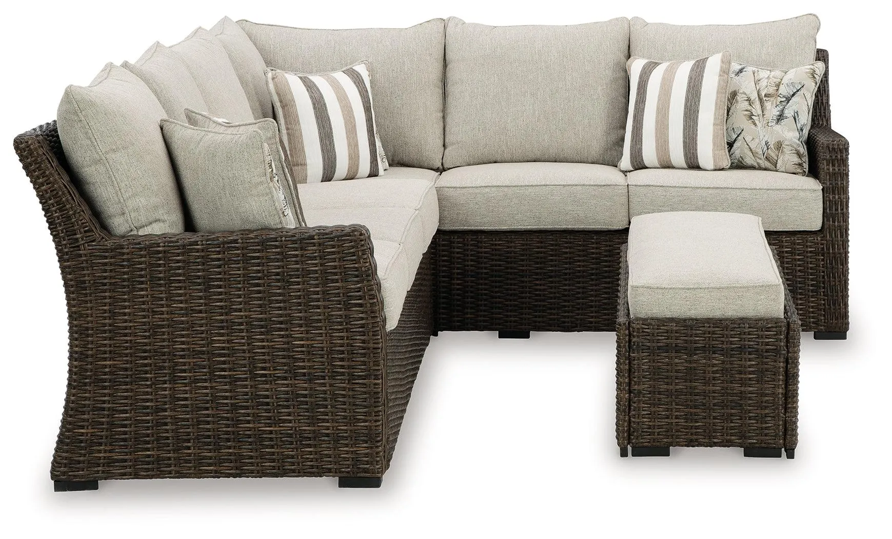 Brook Ranch Brown Outdoor Sofa Sectional with Cushion - Image 4