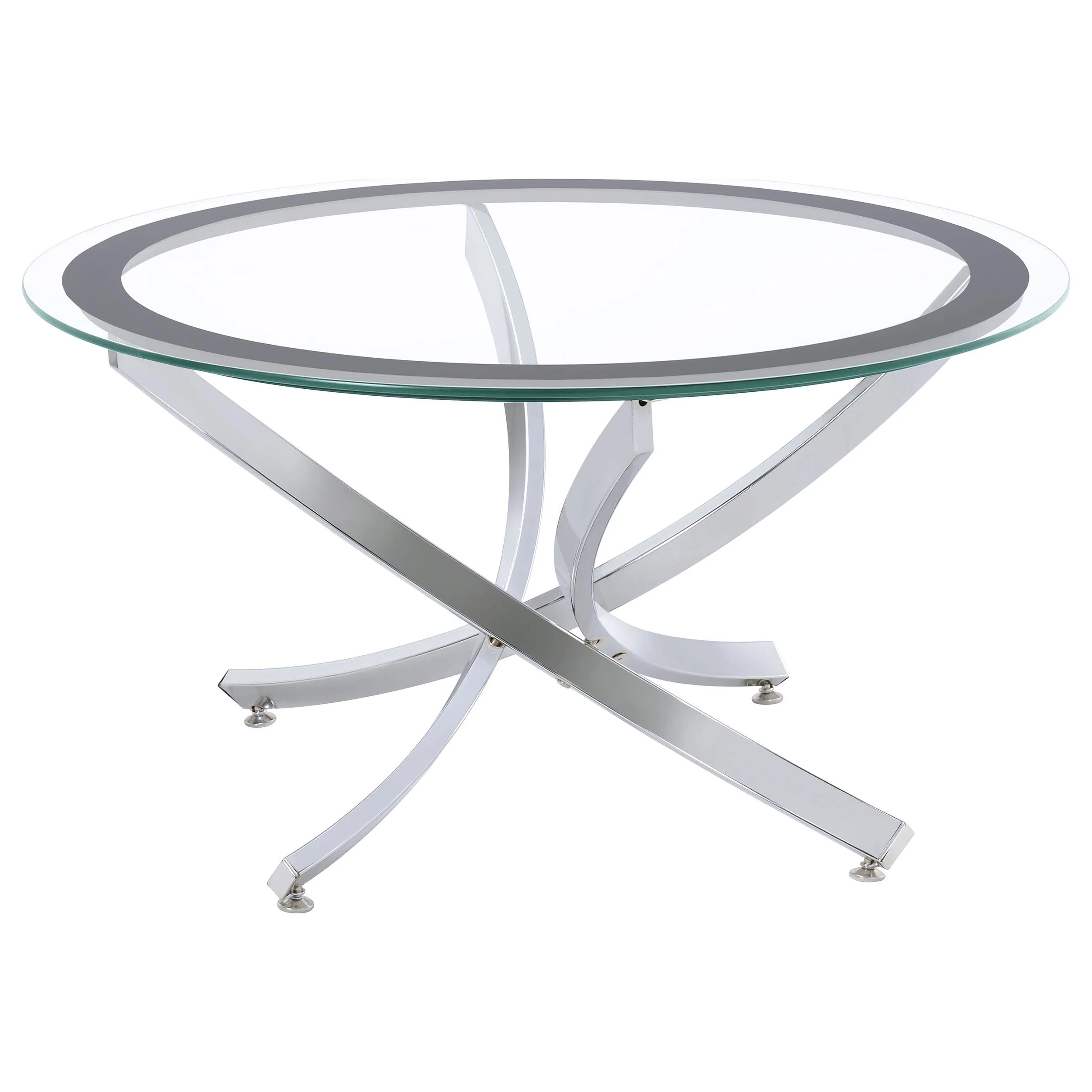 Brooke Chrome 3-piece Round Glass Top Coffee Table Set - Image 3