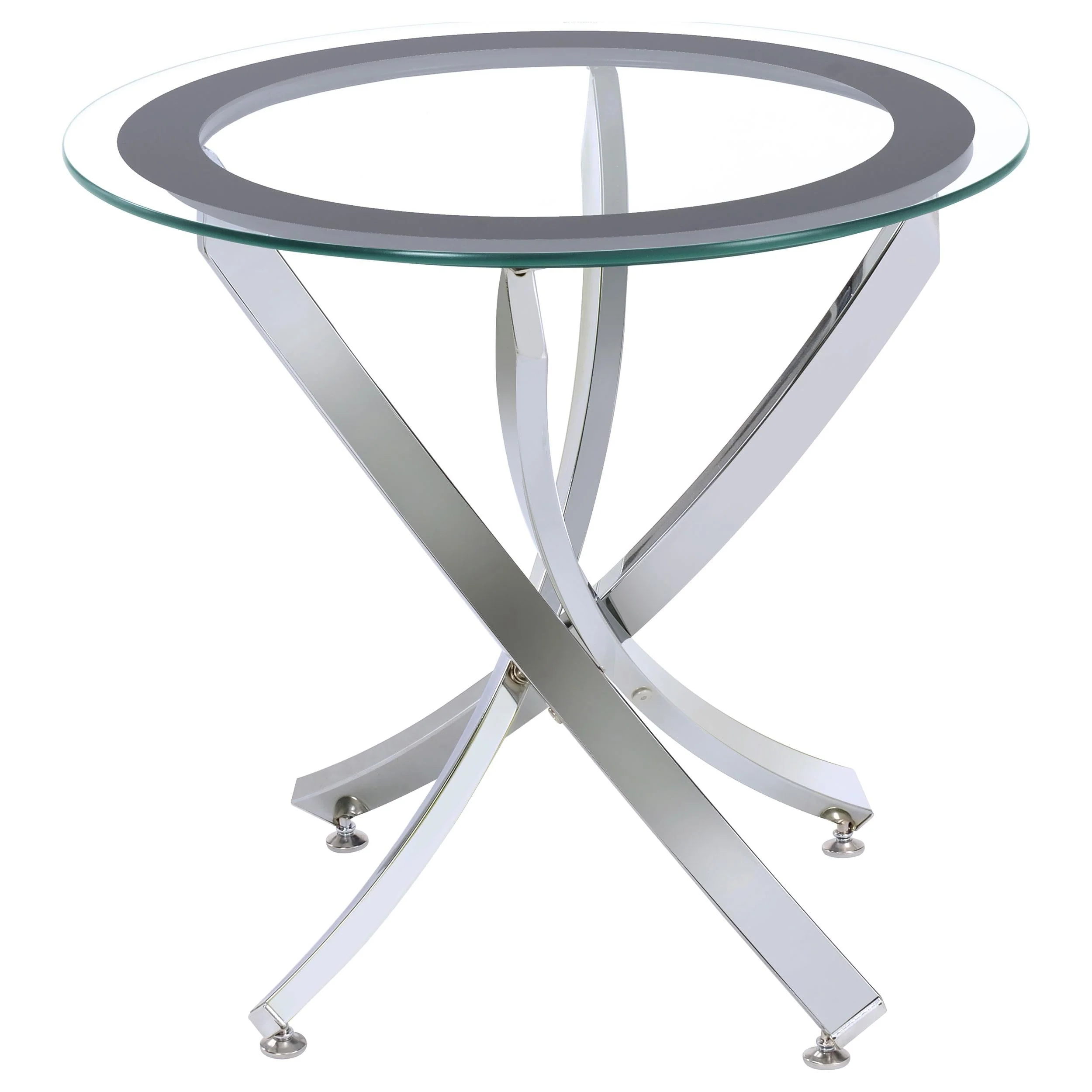 Brooke Chrome 3-piece Round Glass Top Coffee Table Set - Image 4