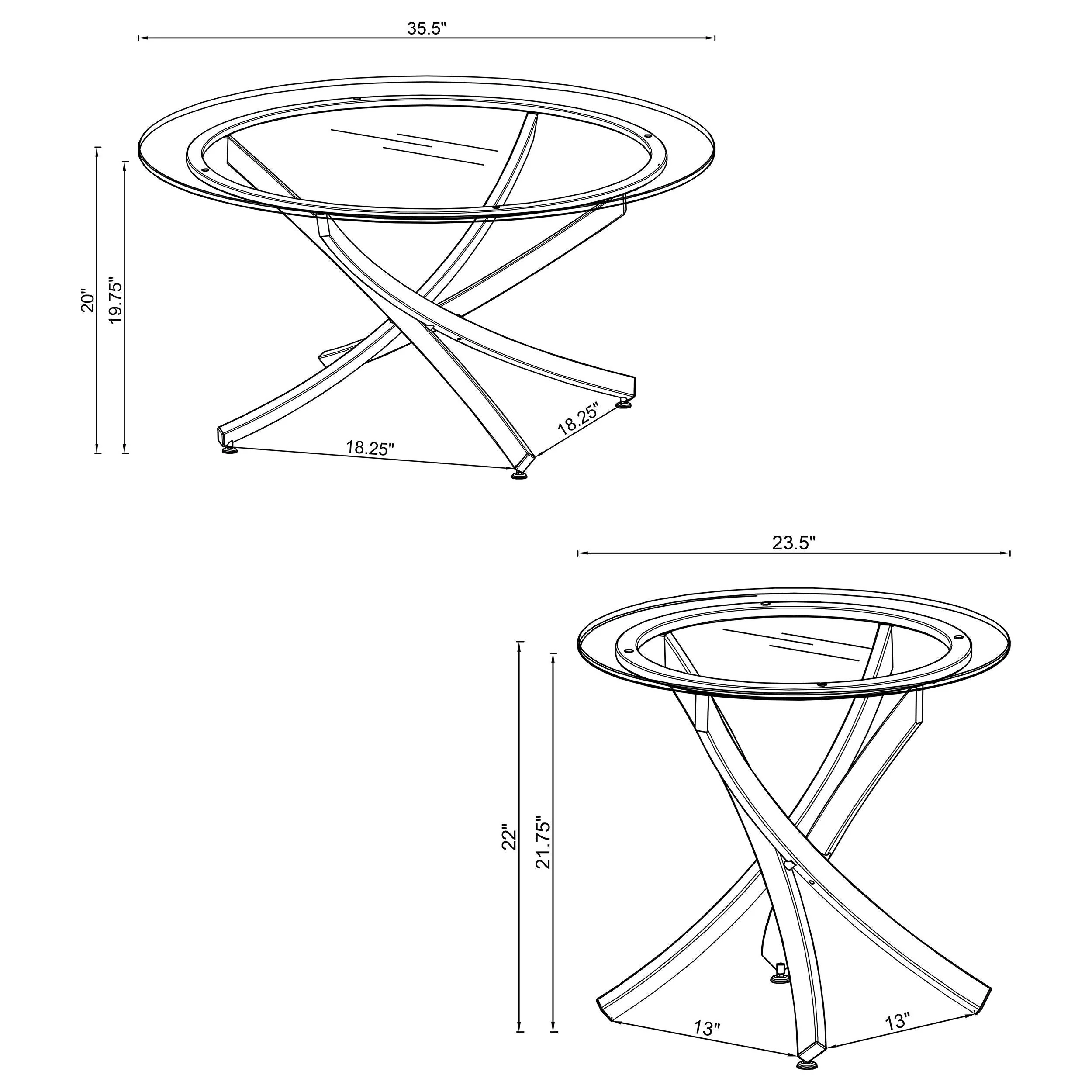 Brooke Chrome 3-piece Round Glass Top Coffee Table Set - Image 5