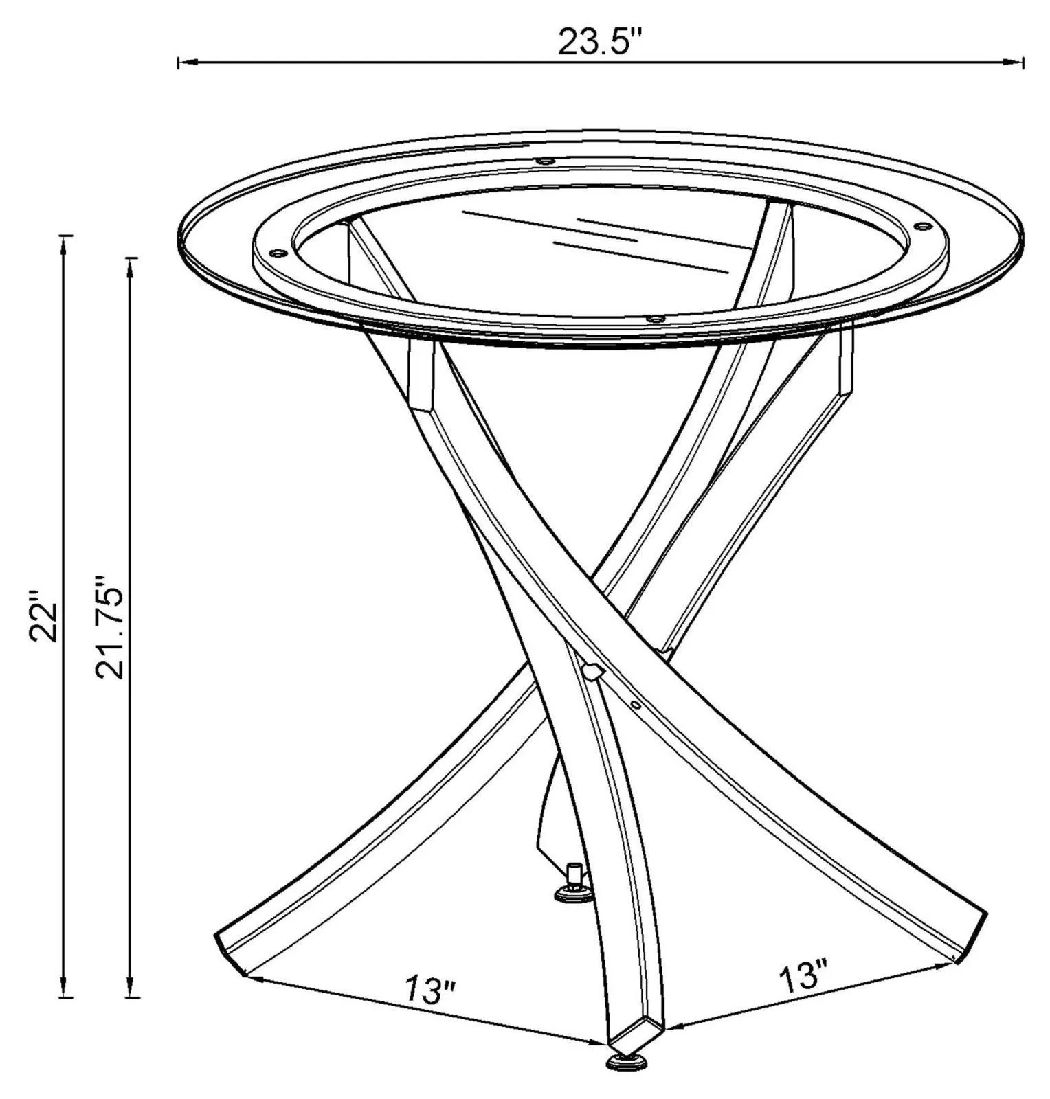 Brooke Chrome/Black Glass Top End Table - Image 2