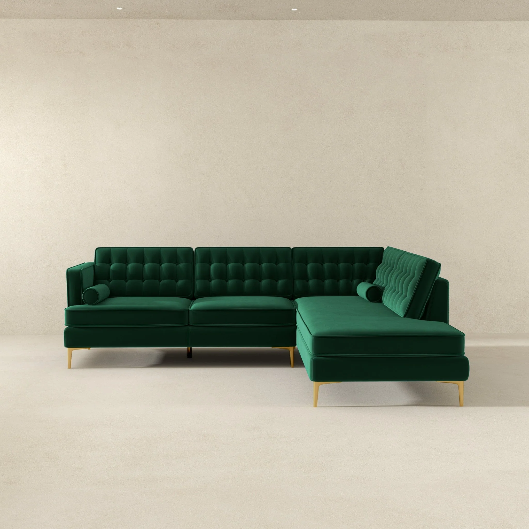 Brooke Green Sectional Sofa Right Facing Chaise - Image 5