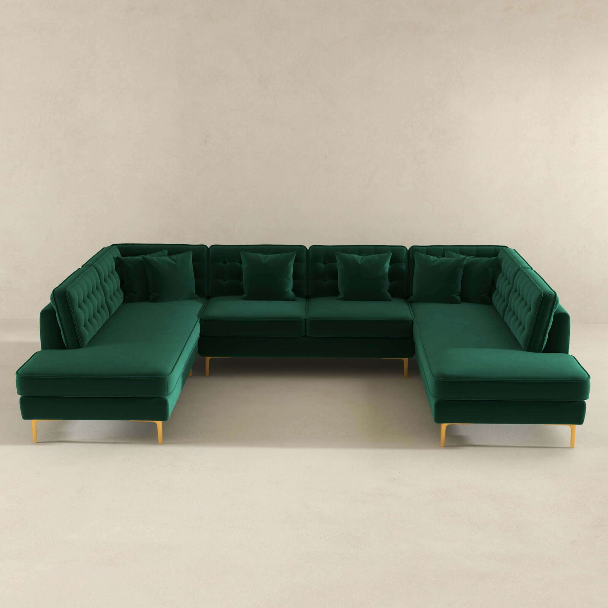 Brooke Green Velvet U Shape Corner Sofa - Image 2