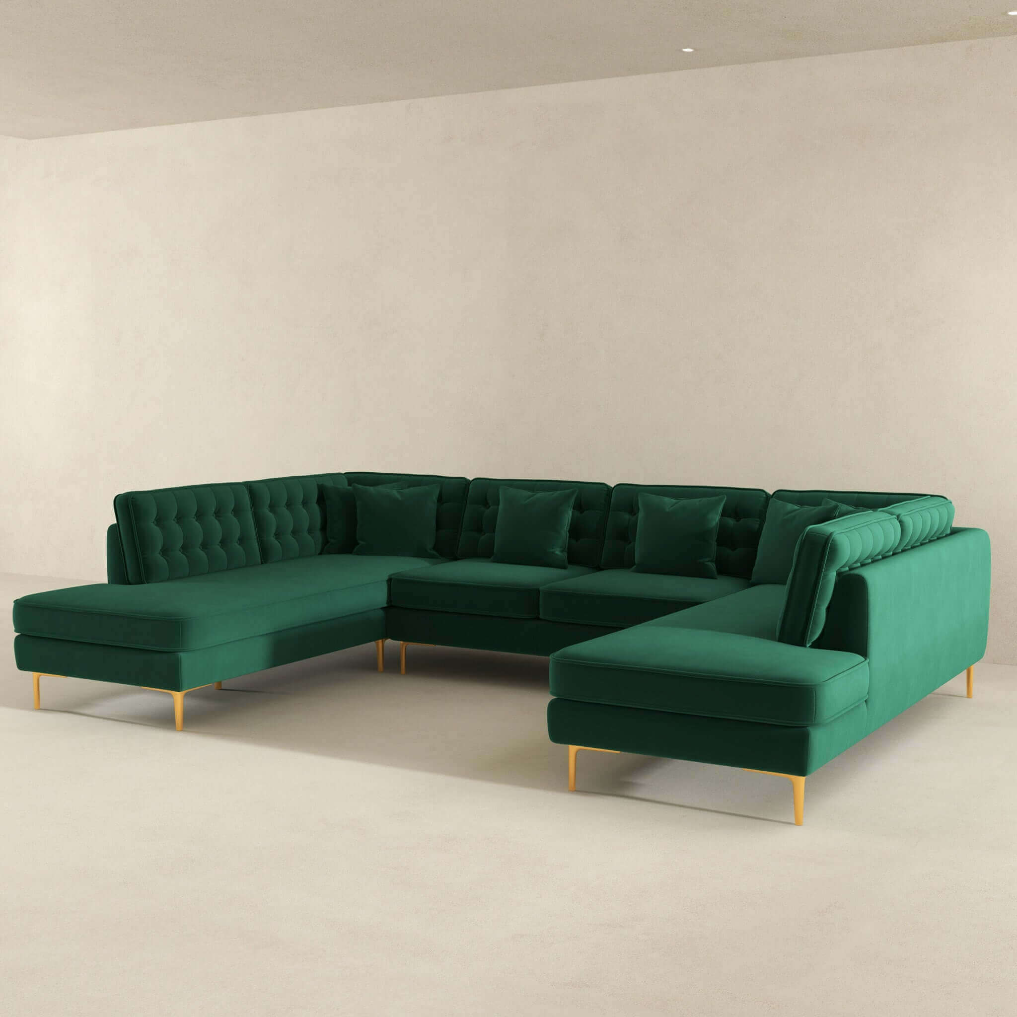 Brooke Green Velvet U Shape Corner Sofa - Image 3