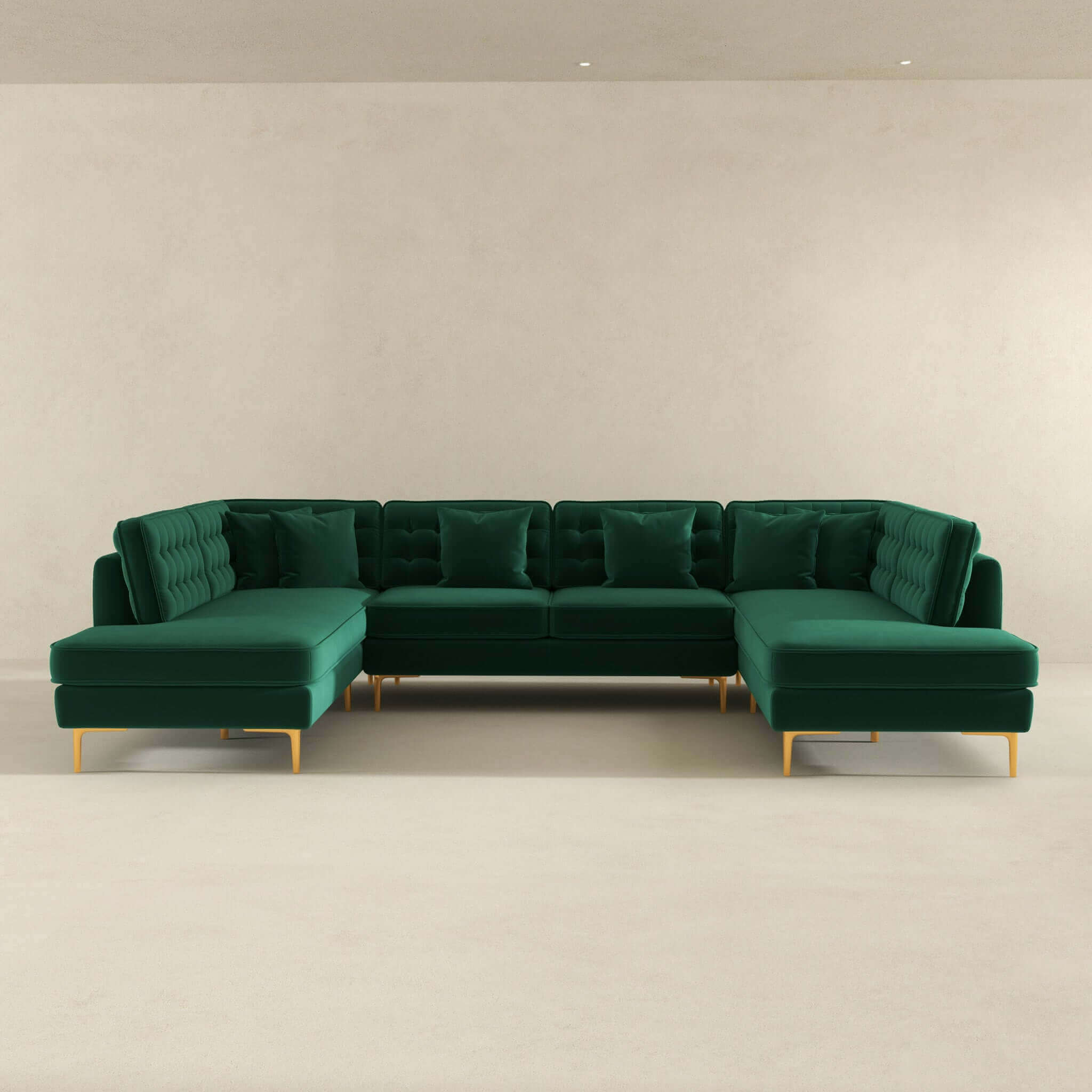 Brooke Green Velvet U Shape Corner Sofa - Image 4