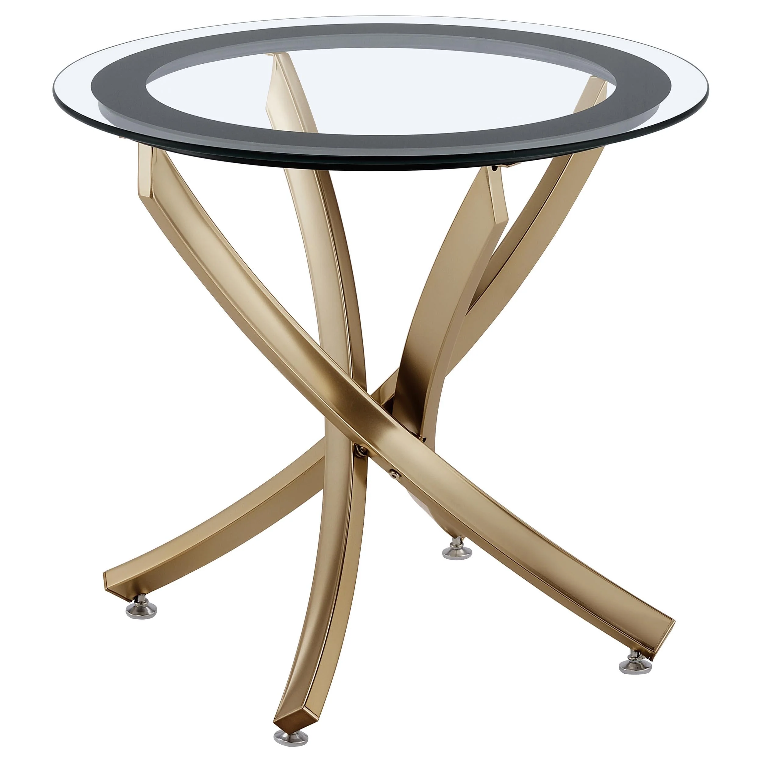 Brooke Rose Brass 3-Piece Round Coffee and End Table Set - Image 3