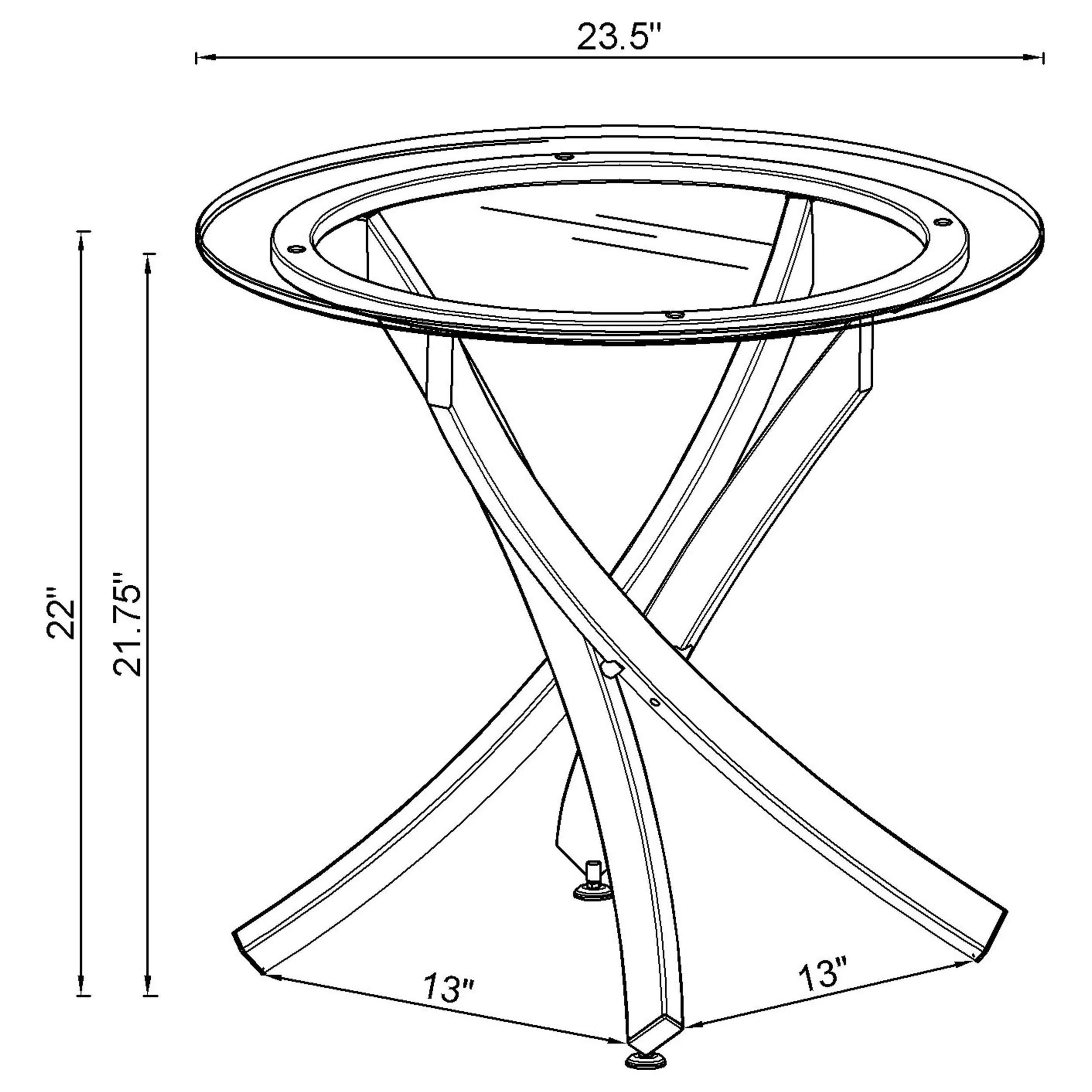 Brooke Round Glass Top Side End Table Metal Base Brass - Image 3