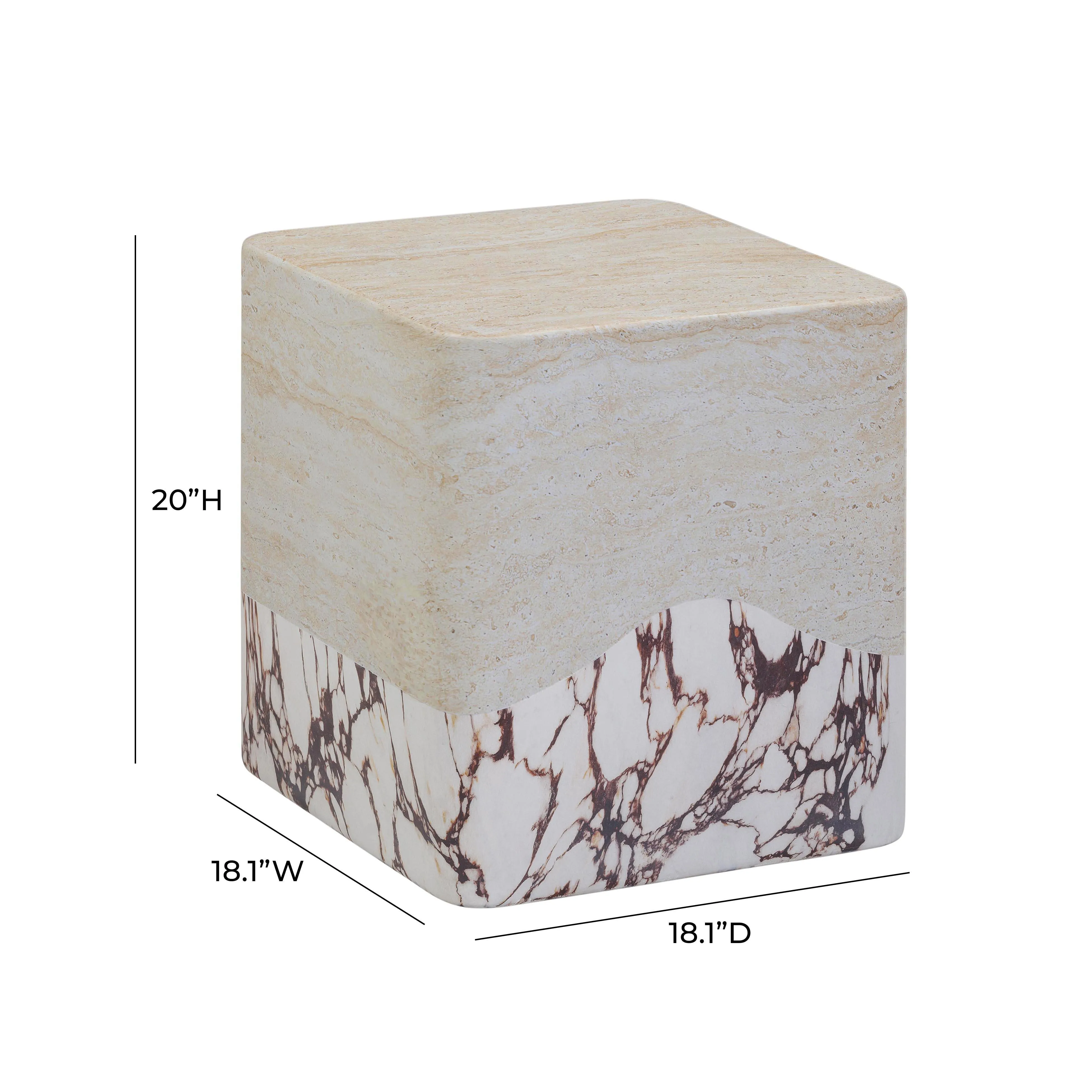 Brut Travertine & Breccia Concrete Indoor / Outdoor Side Table - Image 5