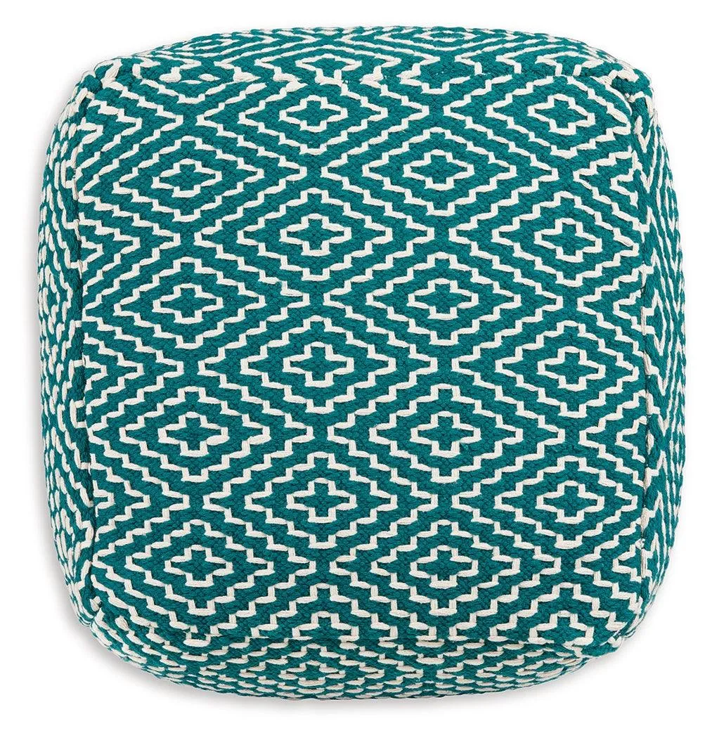 Brynnsen Teal/Ivory Pouf - Image 4
