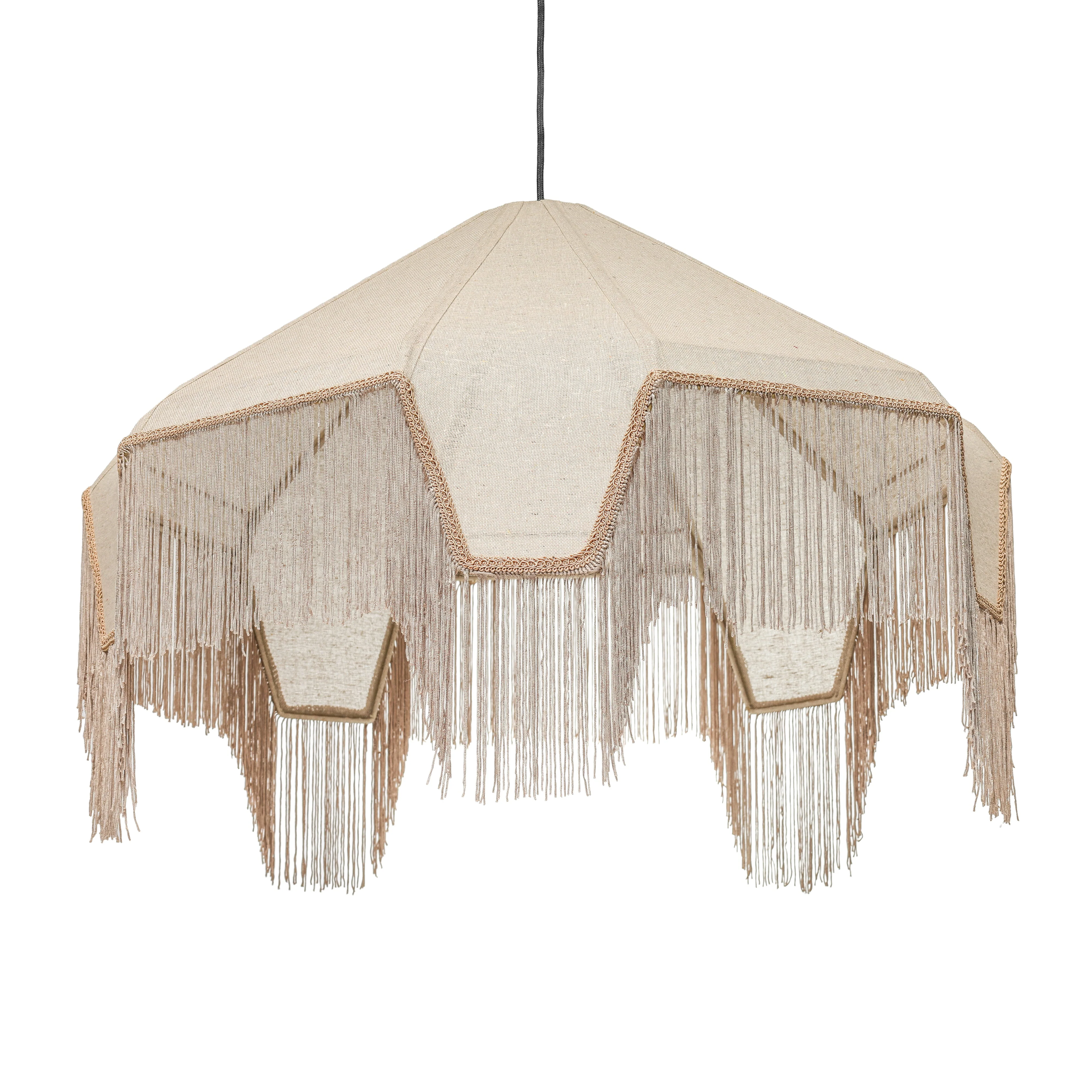 Buchanan Fabric Fringed Angled Pendant Light - Image 3