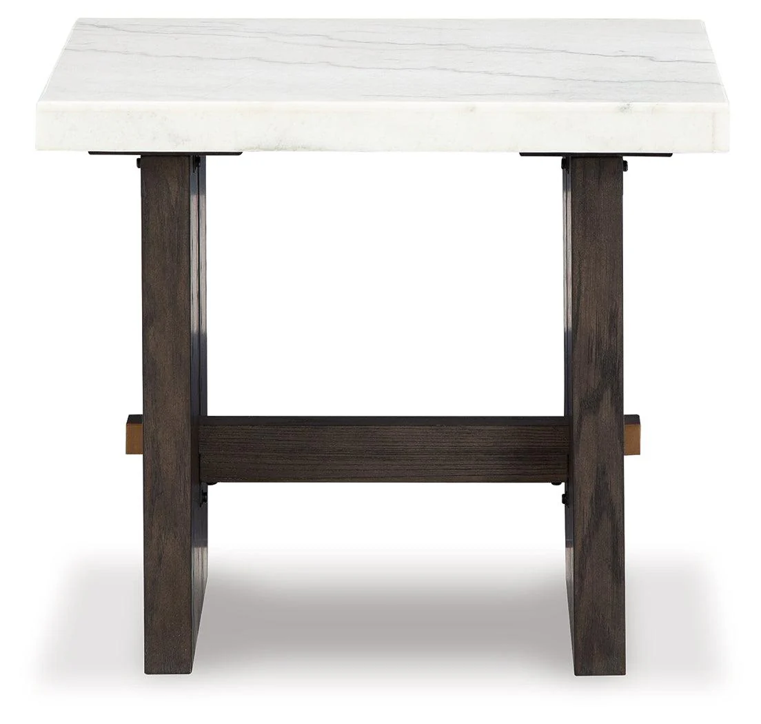 Burkhaus White/Dark Brown End Table - Image 2