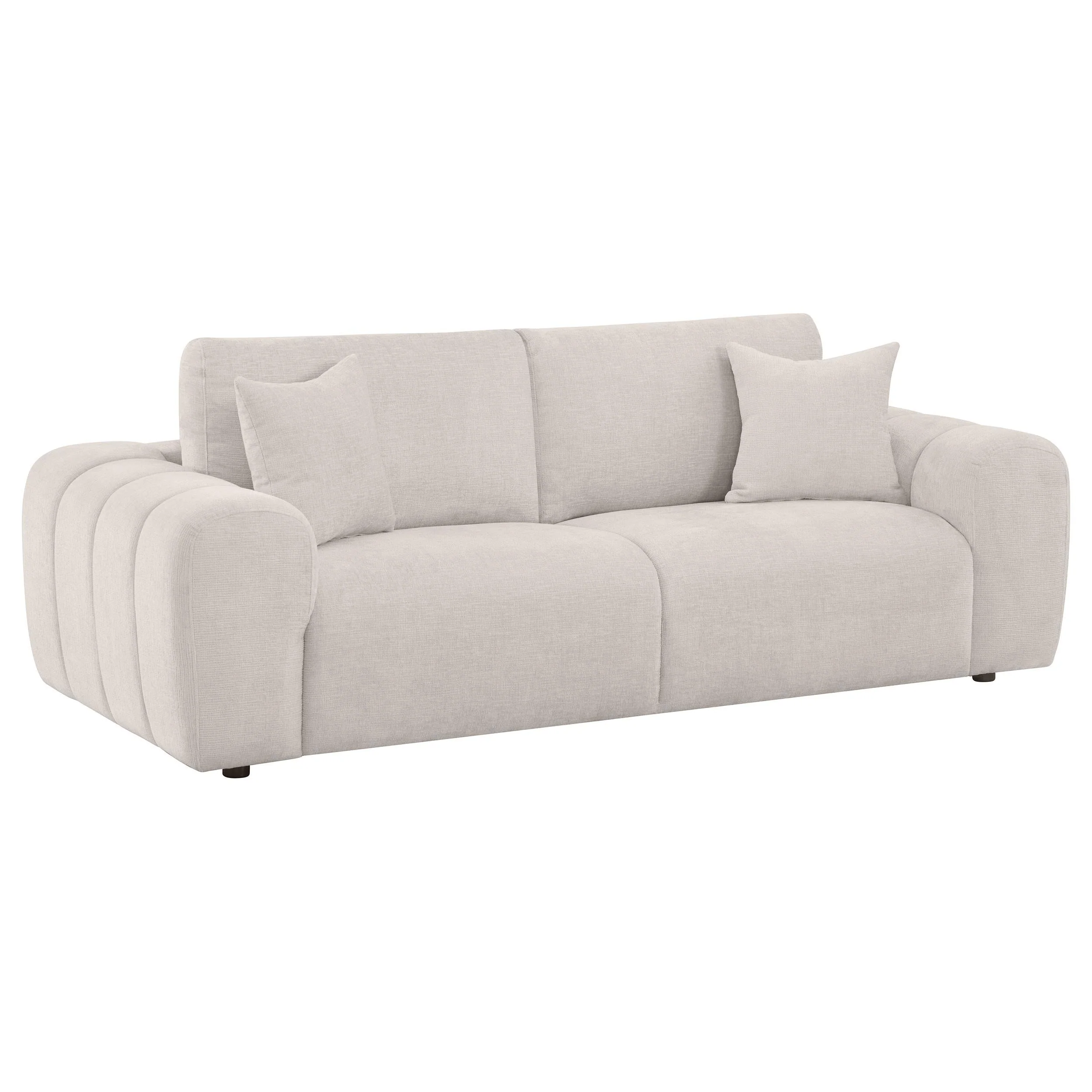 Burnett Chenille Upholstered Wide Arm Sofa Ivory - Image 2