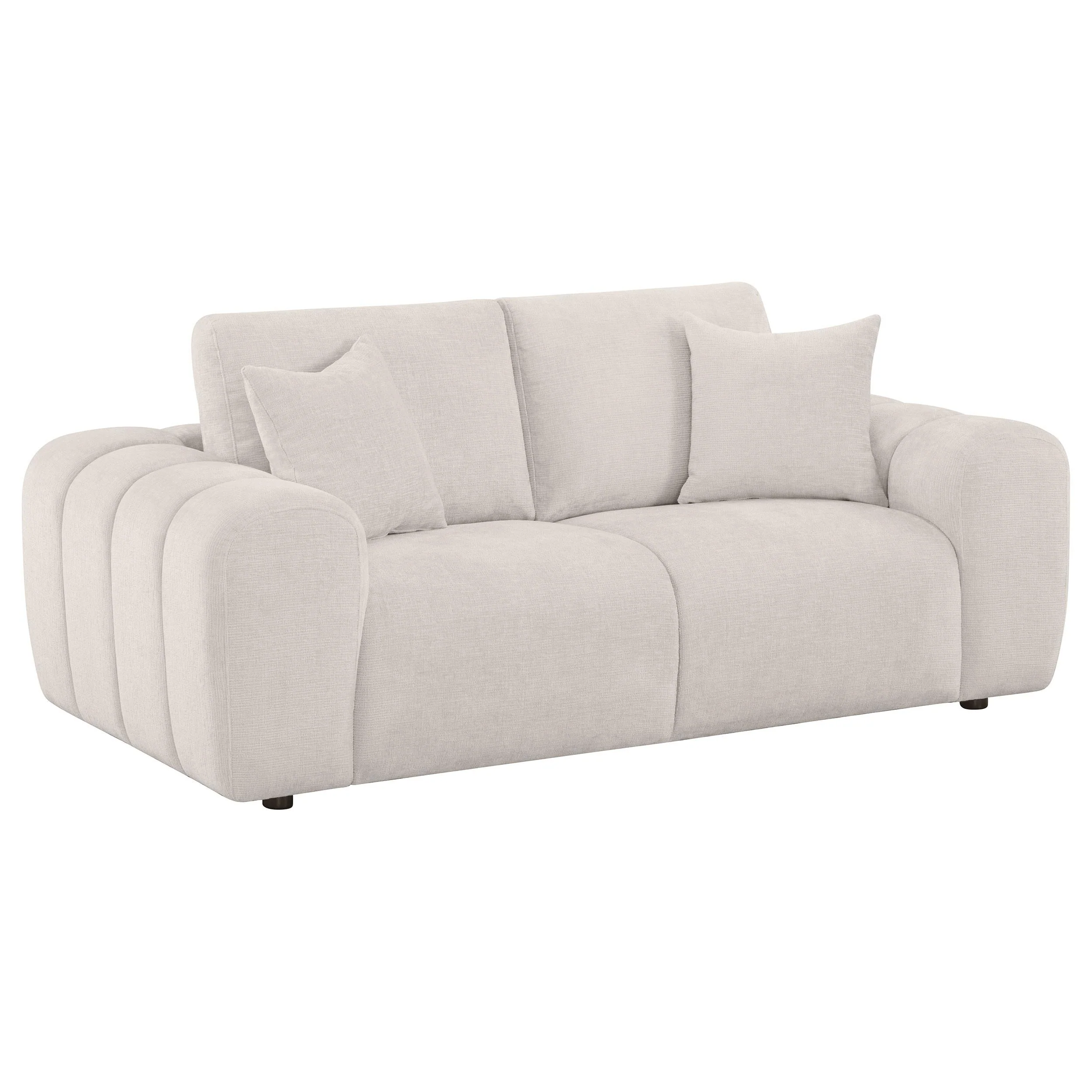 Burnett Ivory 3-piece Chenille Upholstered Sofa Set - Image 5