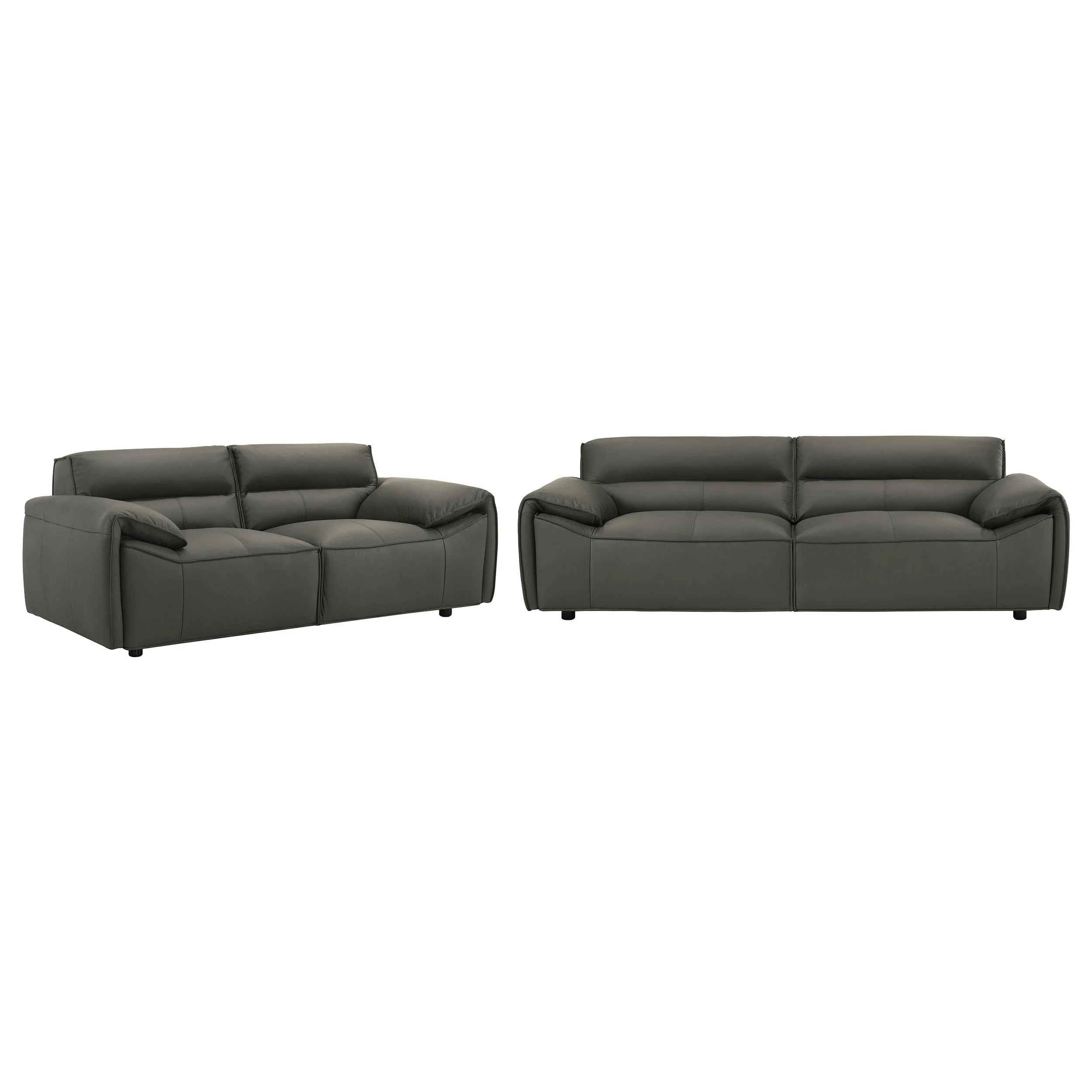 Buxton Graphite 2-Piece Leather Upholstered Living Room Set