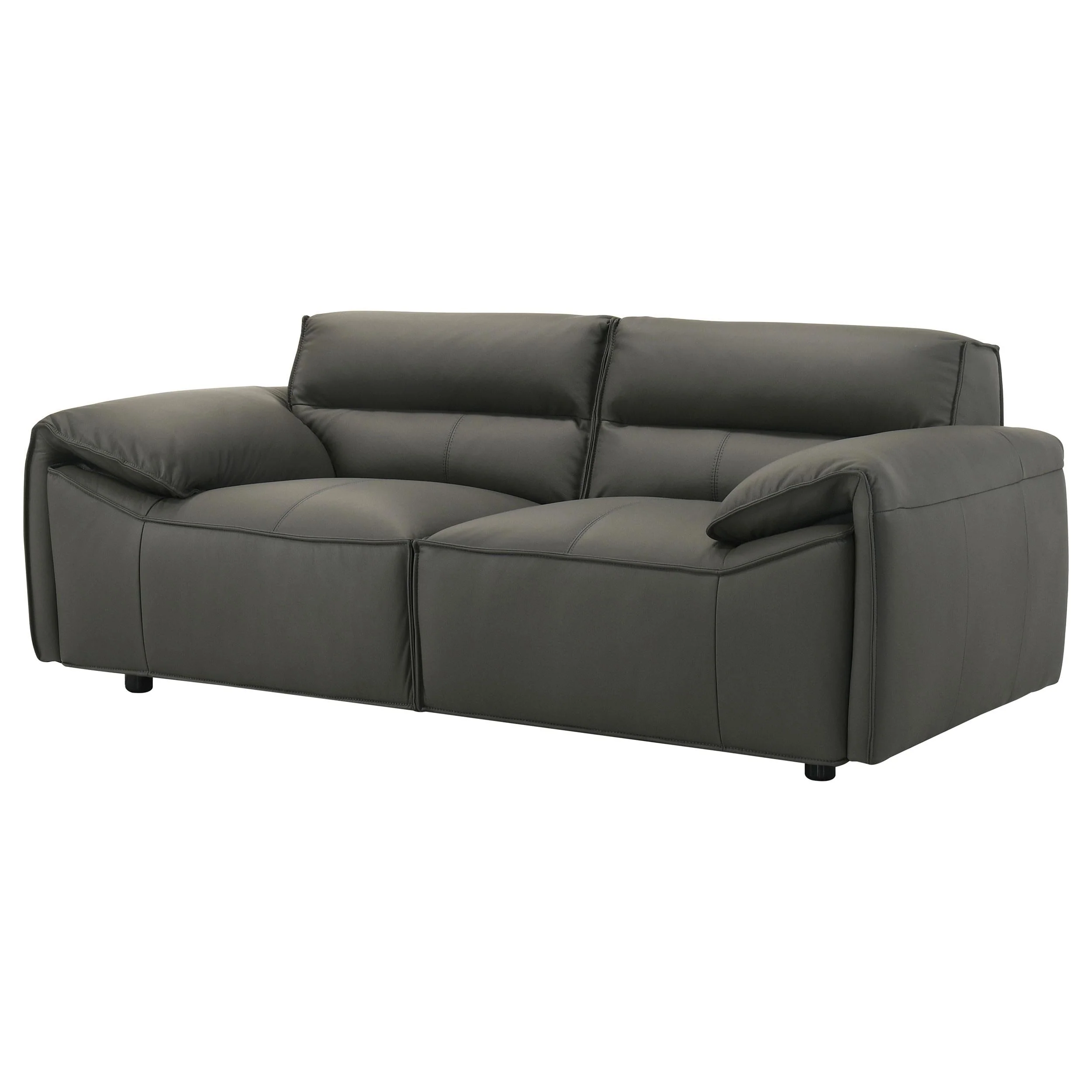 Buxton Graphite Top Grain Leather Upholstered Loveseat - Image 3