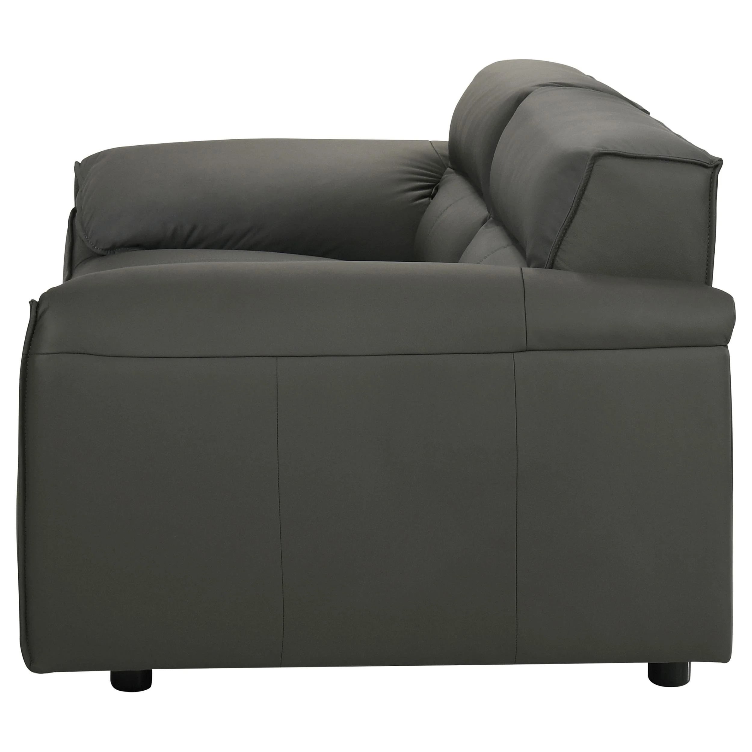 Buxton Graphite Top Grain Leather Upholstered Loveseat - Image 4