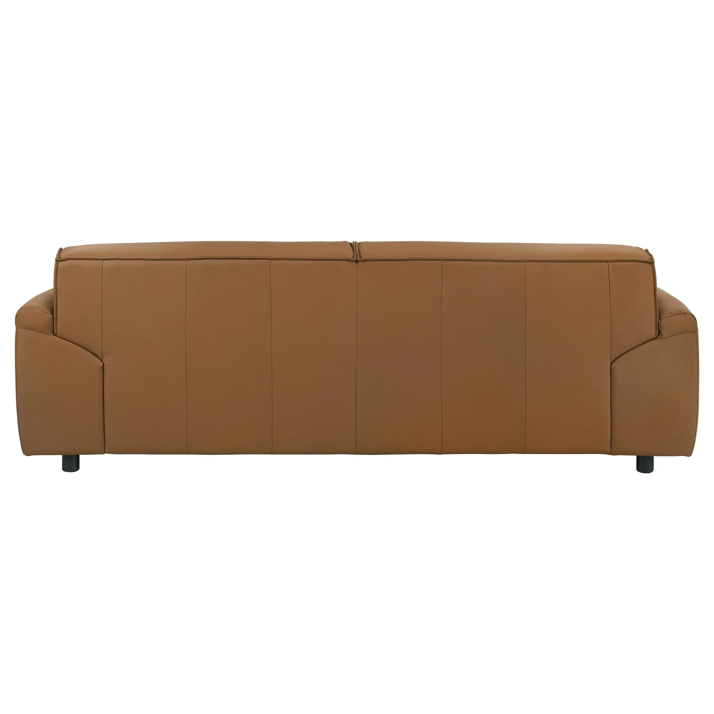 Buxton Orange Top Grain Leather Upholstered Sofa - Image 6