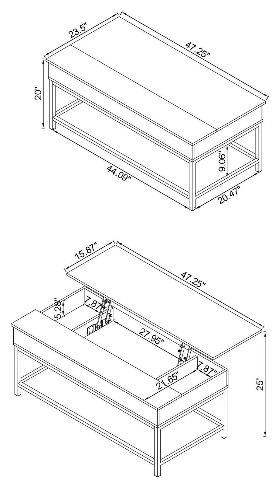Byers Brown Oak/Sandy Black Coffee Table with Hidden Storage - Image 4