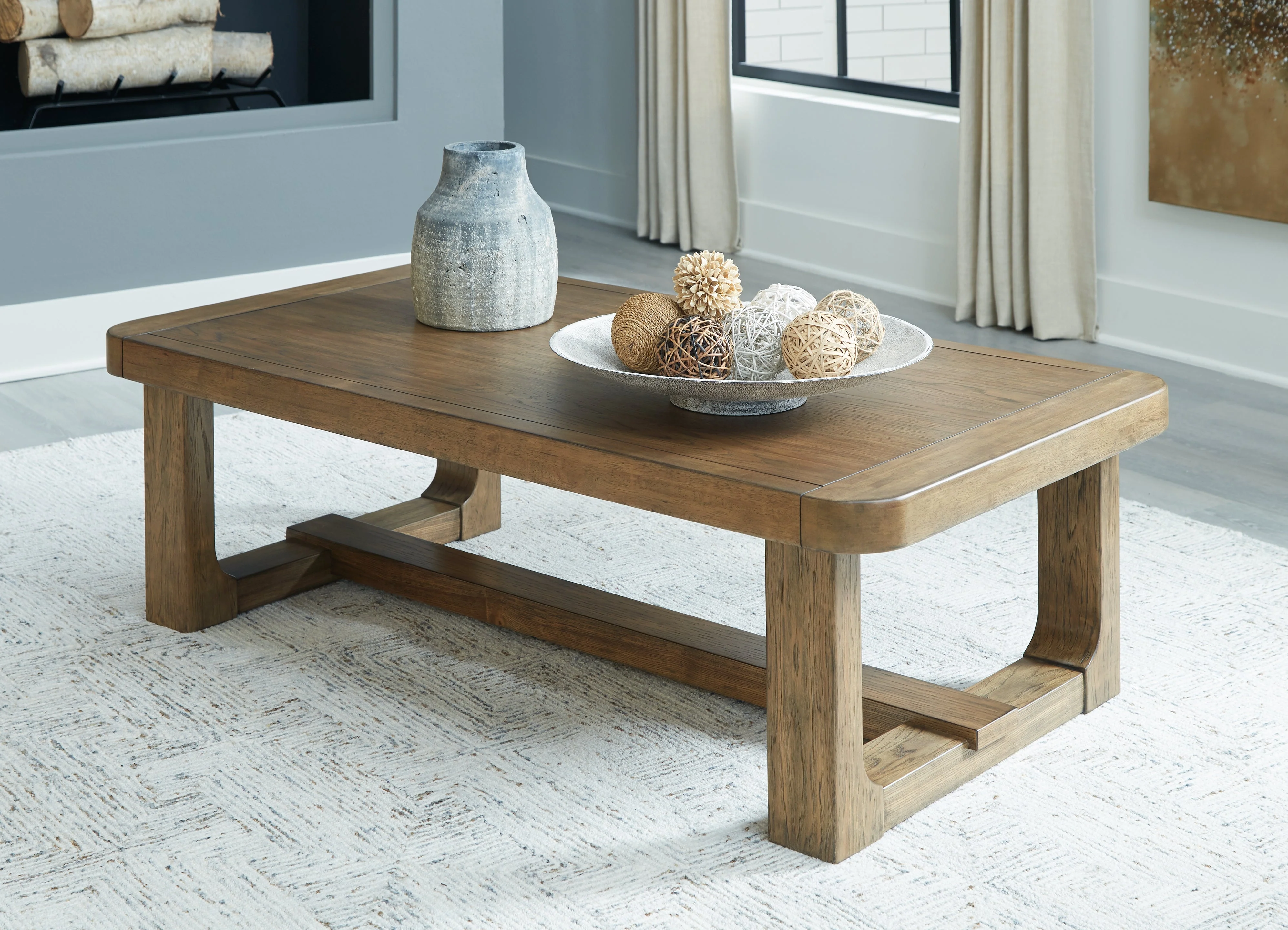 Cabalynn Coffee Table with 1 End Table in Light Brown - Image 14