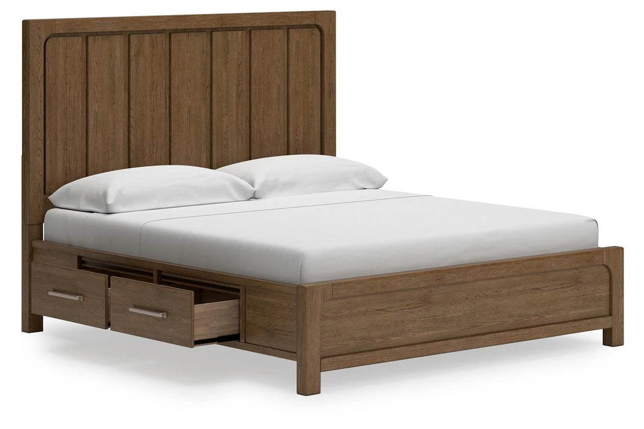 Cabalynn Light Brown California King Panel Bed with Storage - Image 4
